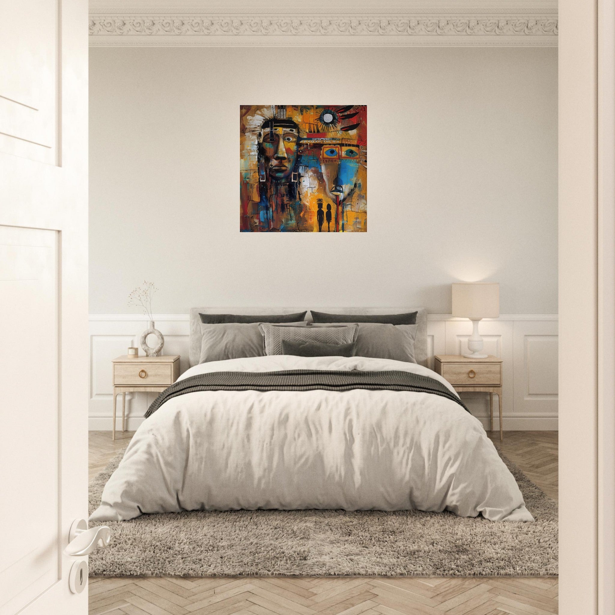 Aluminum Print Square - Expressionism art style Native Americans ancestors 4 - Shop Ai Art WebShop - Digital Art online Store