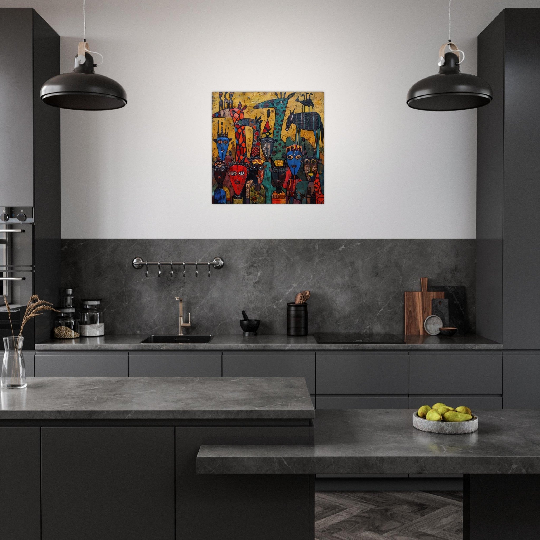 Aluminum Print Square - Expressionism art style Ugandas ancestors 4 - Shop Ai Art WebShop - Digital Art online Store