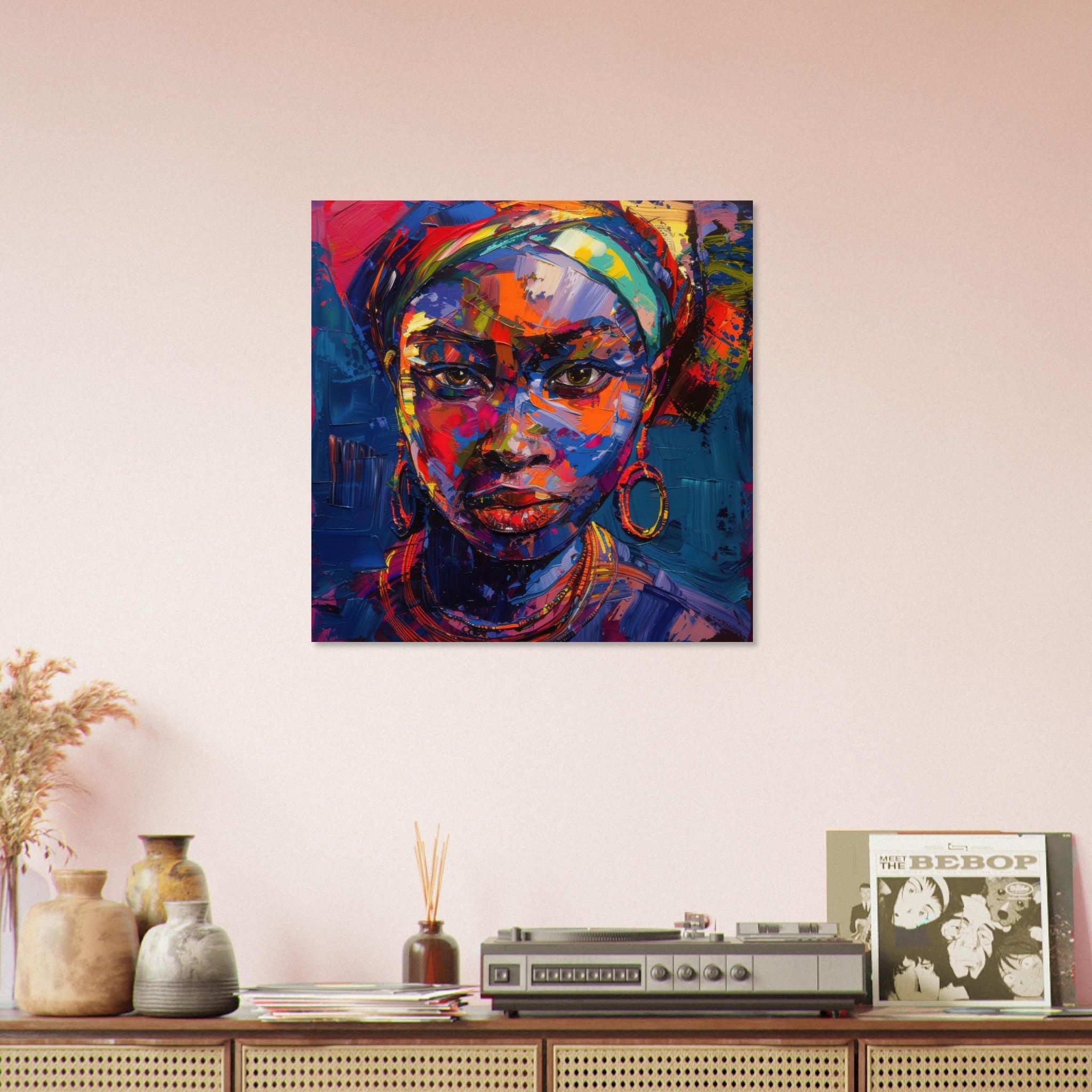 Aluminum Print Square - Expressionism art style Ugandas ancestors female - Shop Ai Art WebShop - Digital Art online Store