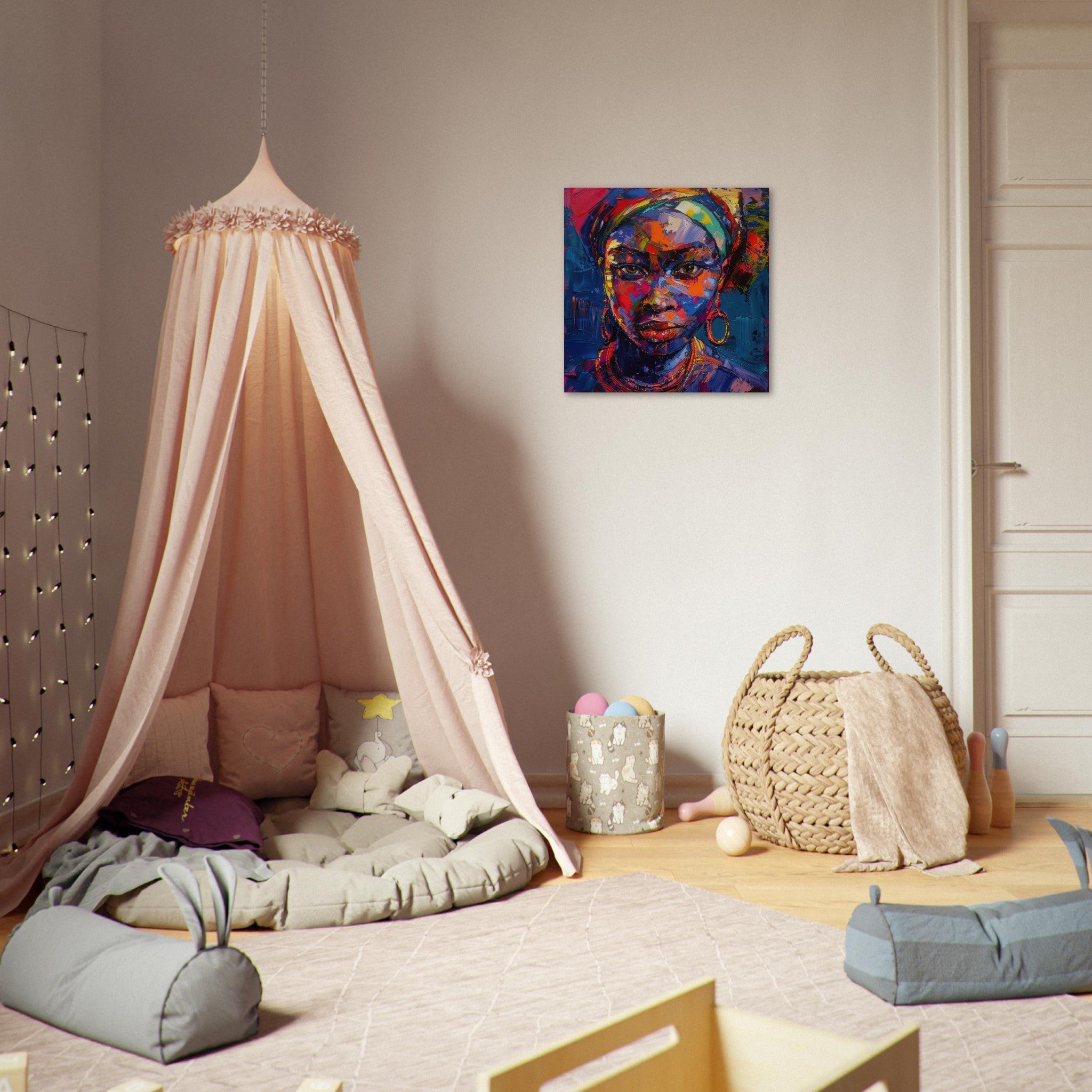 Aluminum Print Square - Expressionism art style Ugandas ancestors female - Shop Ai Art WebShop - Digital Art online Store