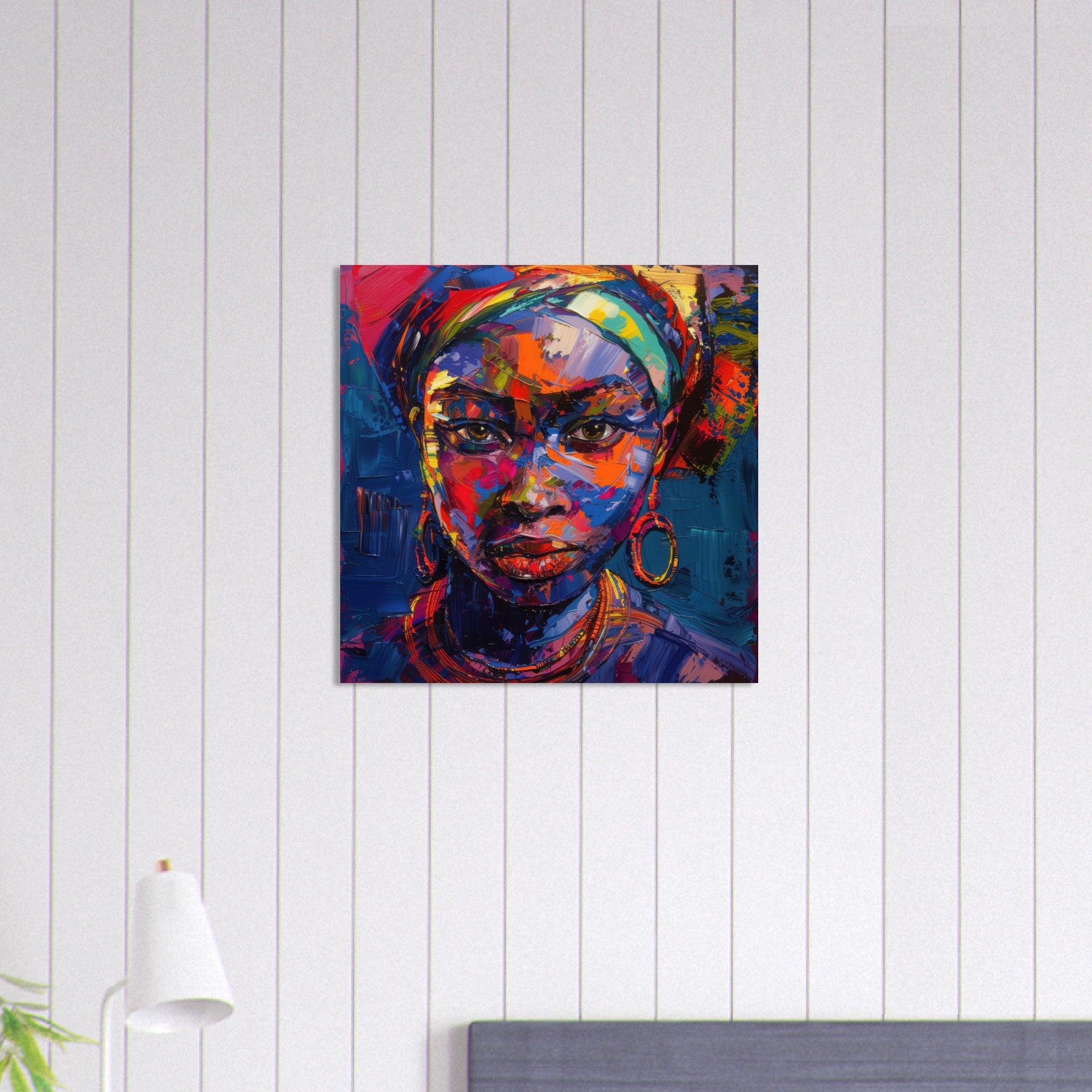 Aluminum Print Square - Expressionism art style Ugandas ancestors female - Shop Ai Art WebShop - Digital Art online Store