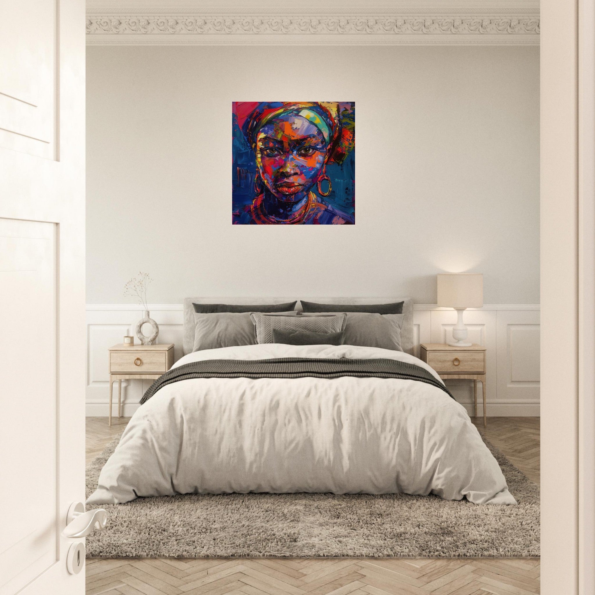 Aluminum Print Square - Expressionism art style Ugandas ancestors female - Shop Ai Art WebShop - Digital Art online Store