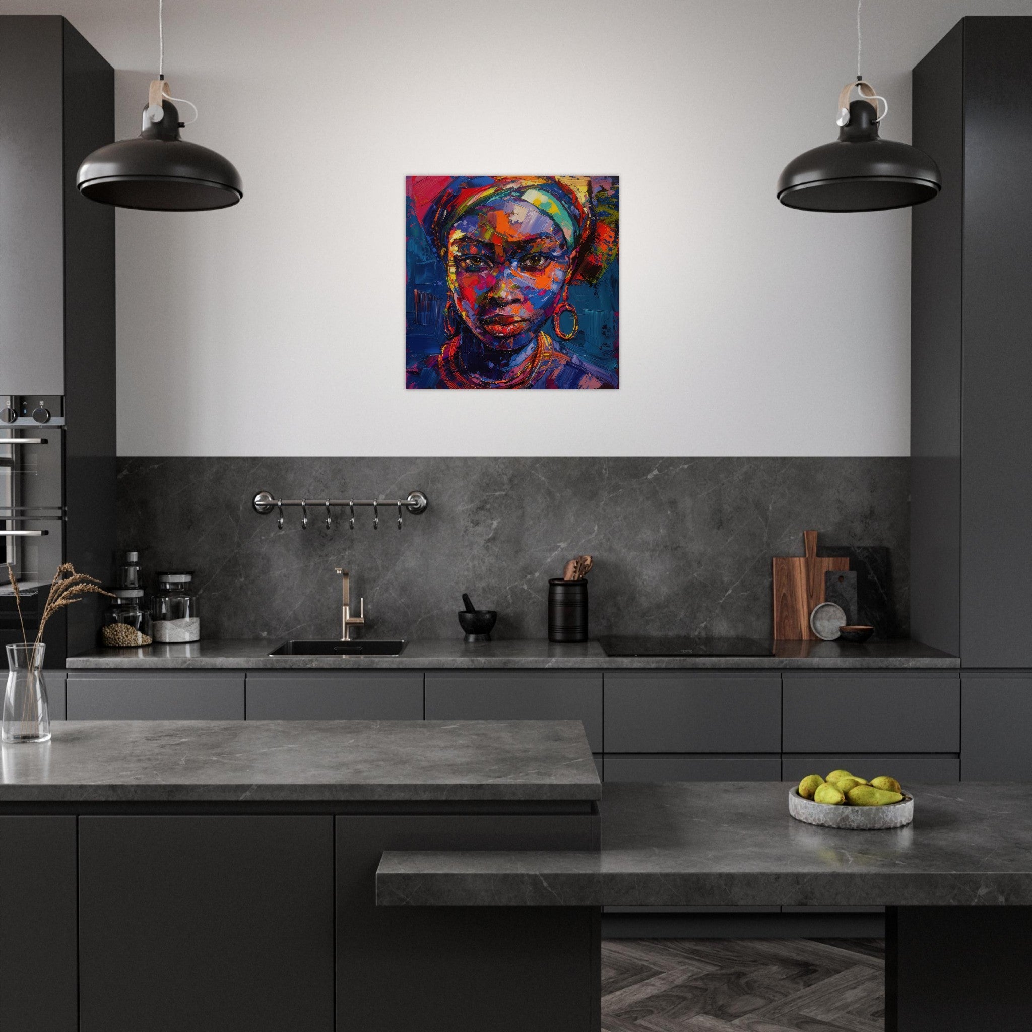 Aluminum Print Square - Expressionism art style Ugandas ancestors female - Shop Ai Art WebShop - Digital Art online Store