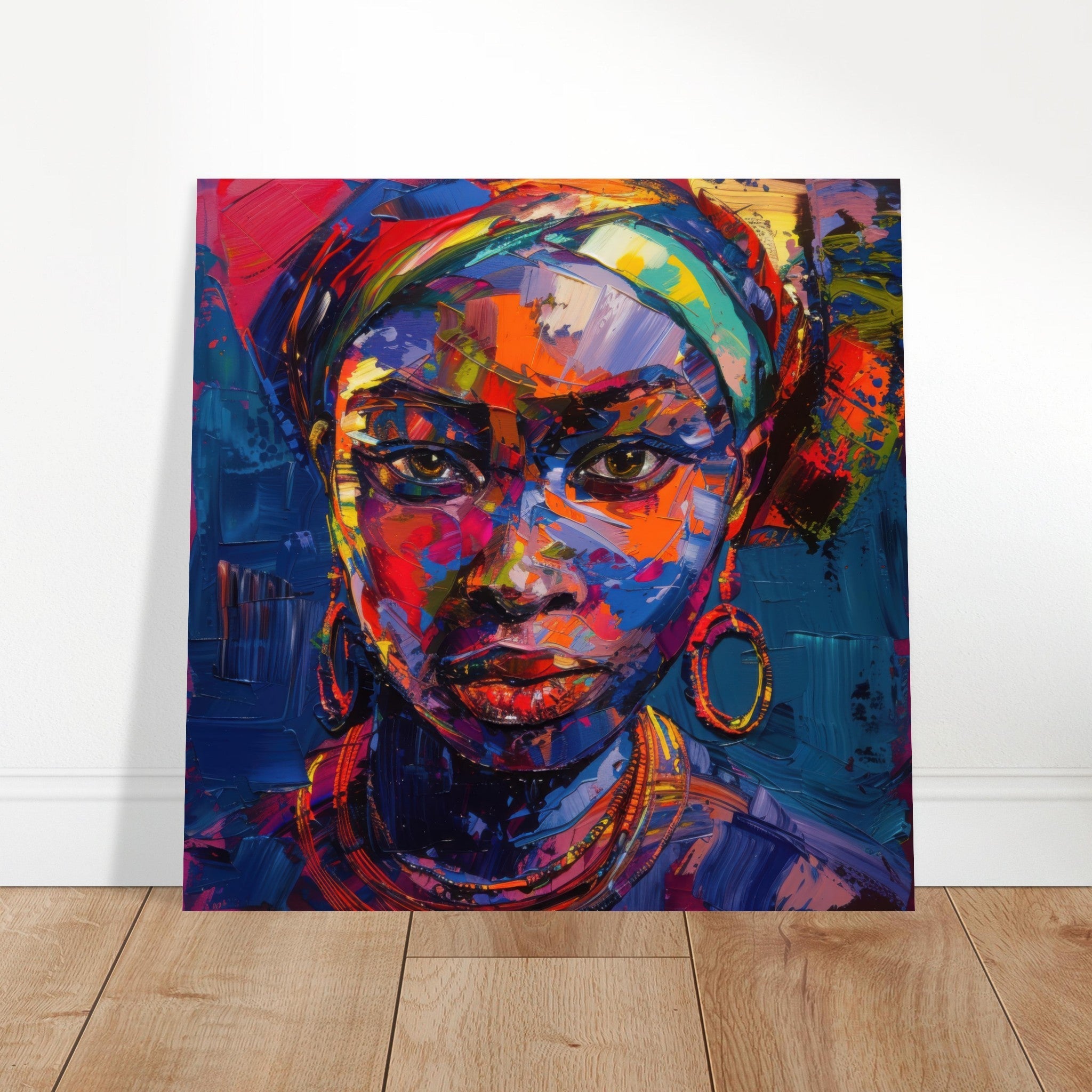 Aluminum Print Square - Expressionism art style Ugandas ancestors female - Shop Ai Art WebShop - Digital Art online Store