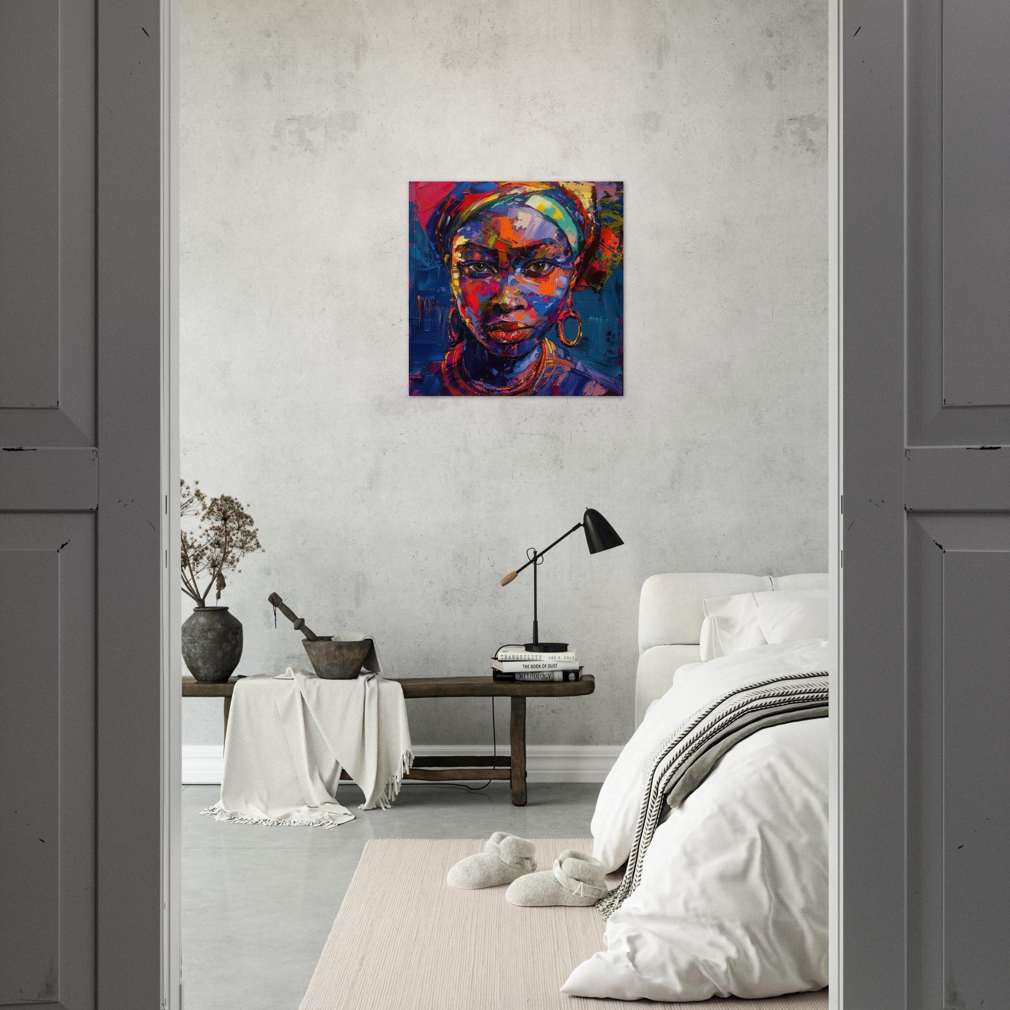 Aluminum Print Square - Expressionism art style Ugandas ancestors female - Shop Ai Art WebShop - Digital Art online Store