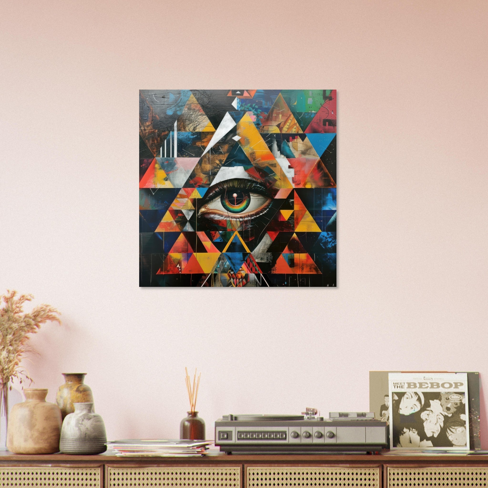 Aluminum Print Square - Eye of horus abstract style 6 - Shop Ai Art WebShop - Digital Art online Store