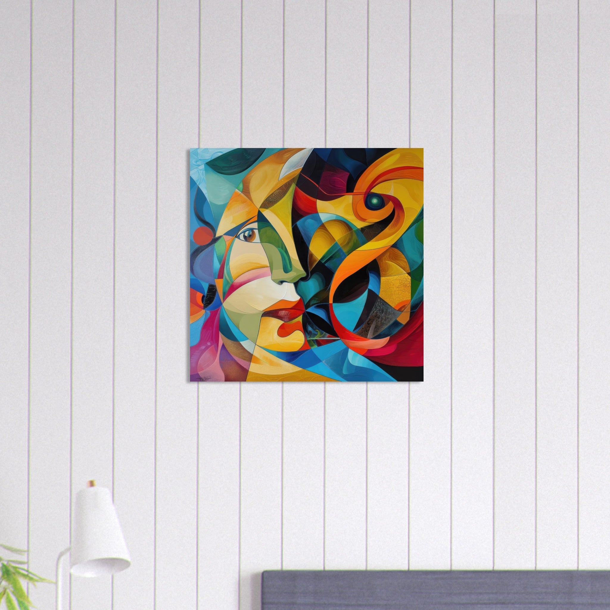 Aluminum Print Square - Face of the moon abstract art style - Shop Ai Art WebShop - Digital Art online Store