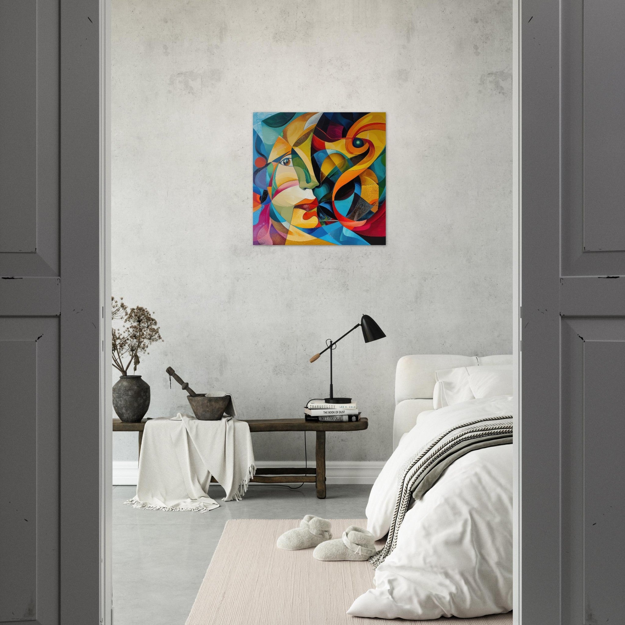 Aluminum Print Square - Face of the moon abstract art style - Shop Ai Art WebShop - Digital Art online Store