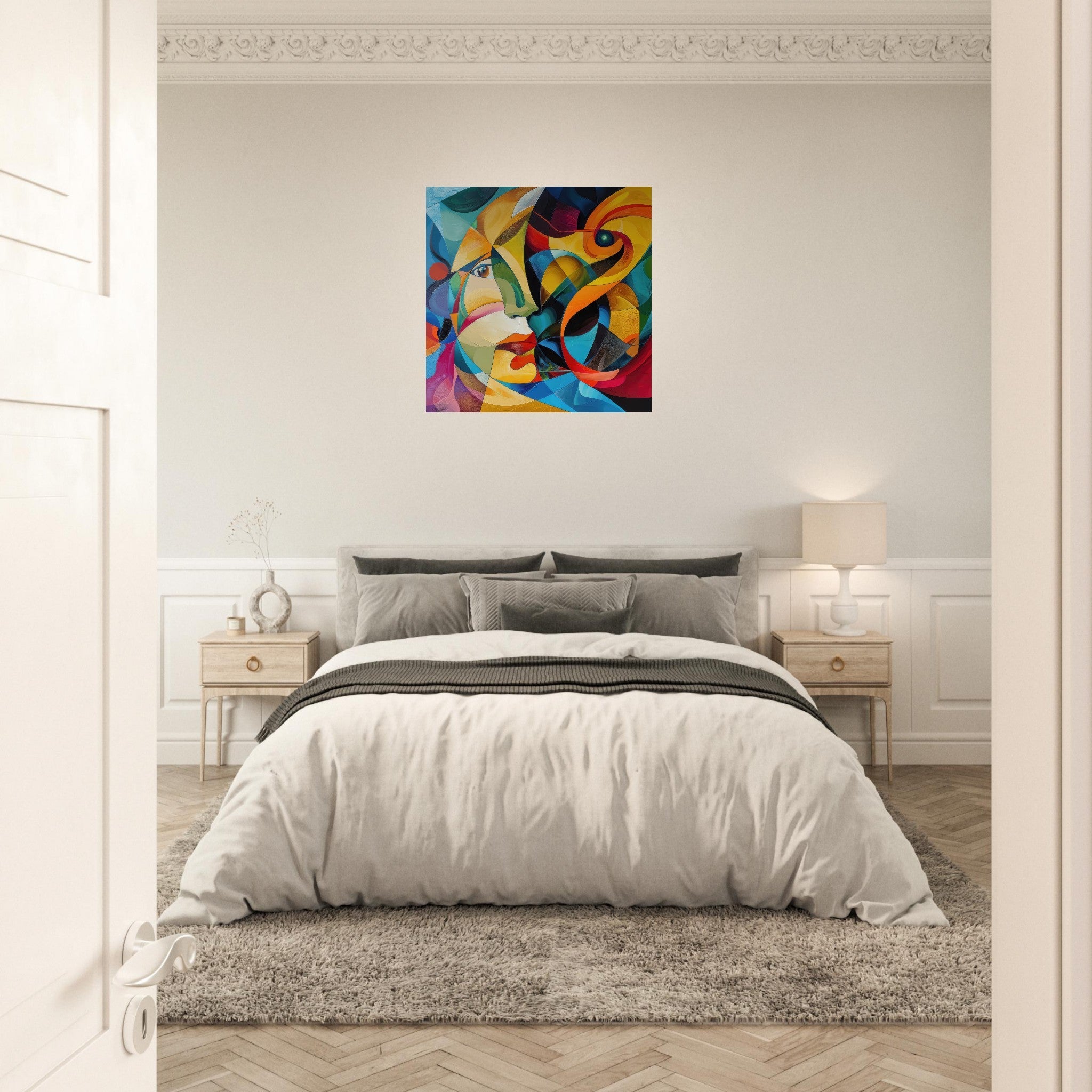 Aluminum Print Square - Face of the moon abstract art style - Shop Ai Art WebShop - Digital Art online Store