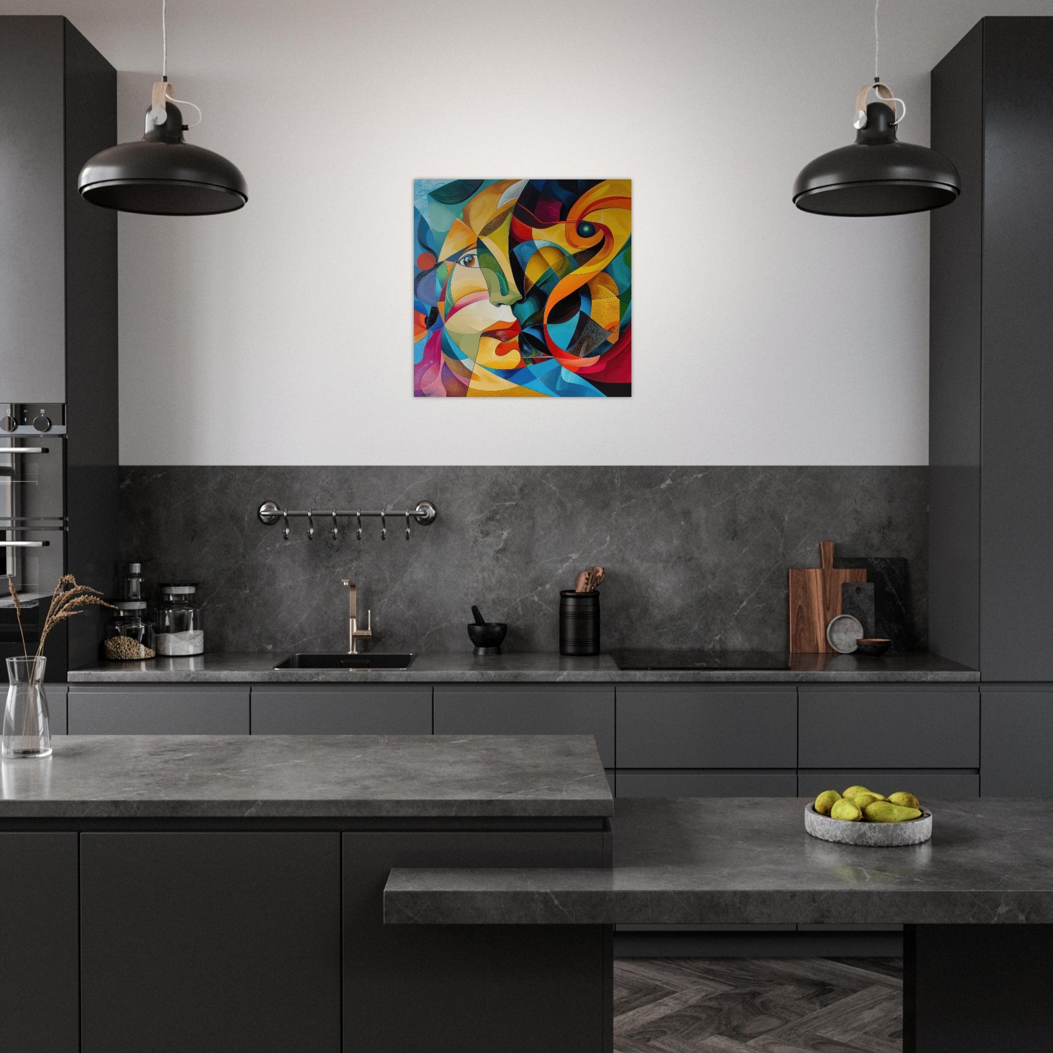 Aluminum Print Square - Face of the moon abstract art style - Shop Ai Art WebShop - Digital Art online Store