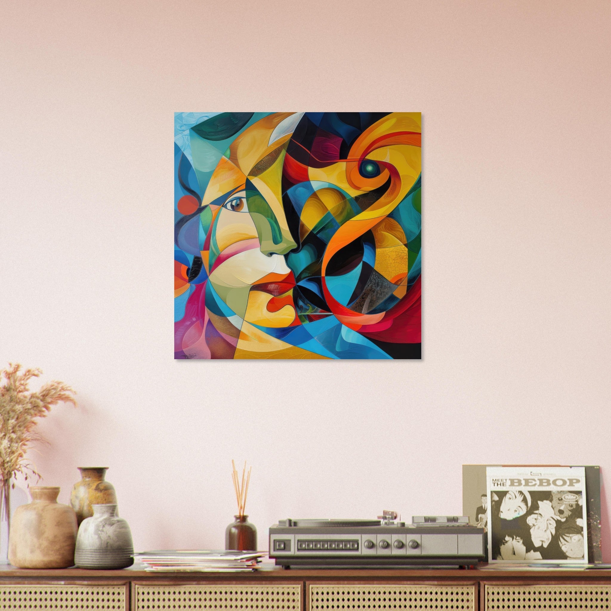 Aluminum Print Square - Face of the moon abstract art style - Shop Ai Art WebShop - Digital Art online Store