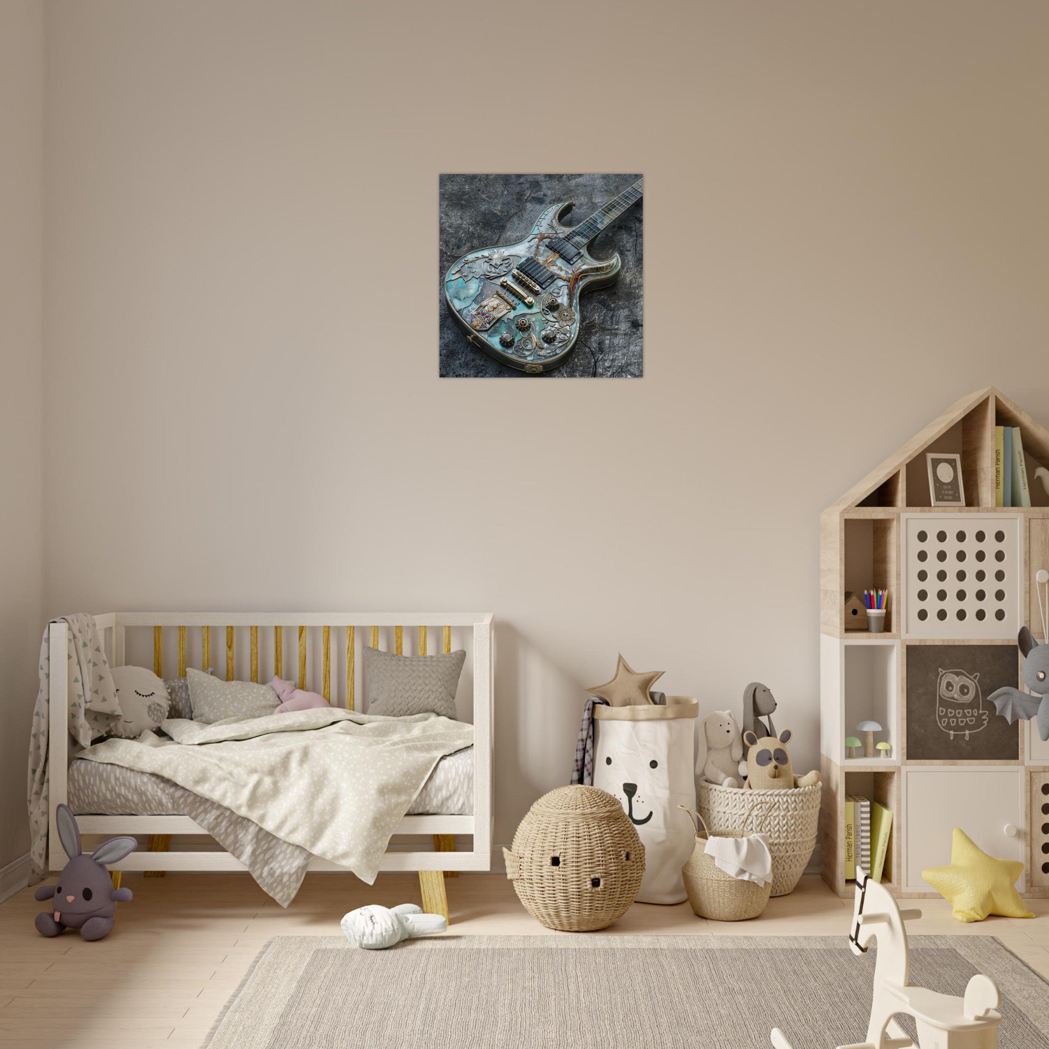 Aluminum Print Square - Guitar Art - Shop Ai Art WebShop - Digital Art online Store