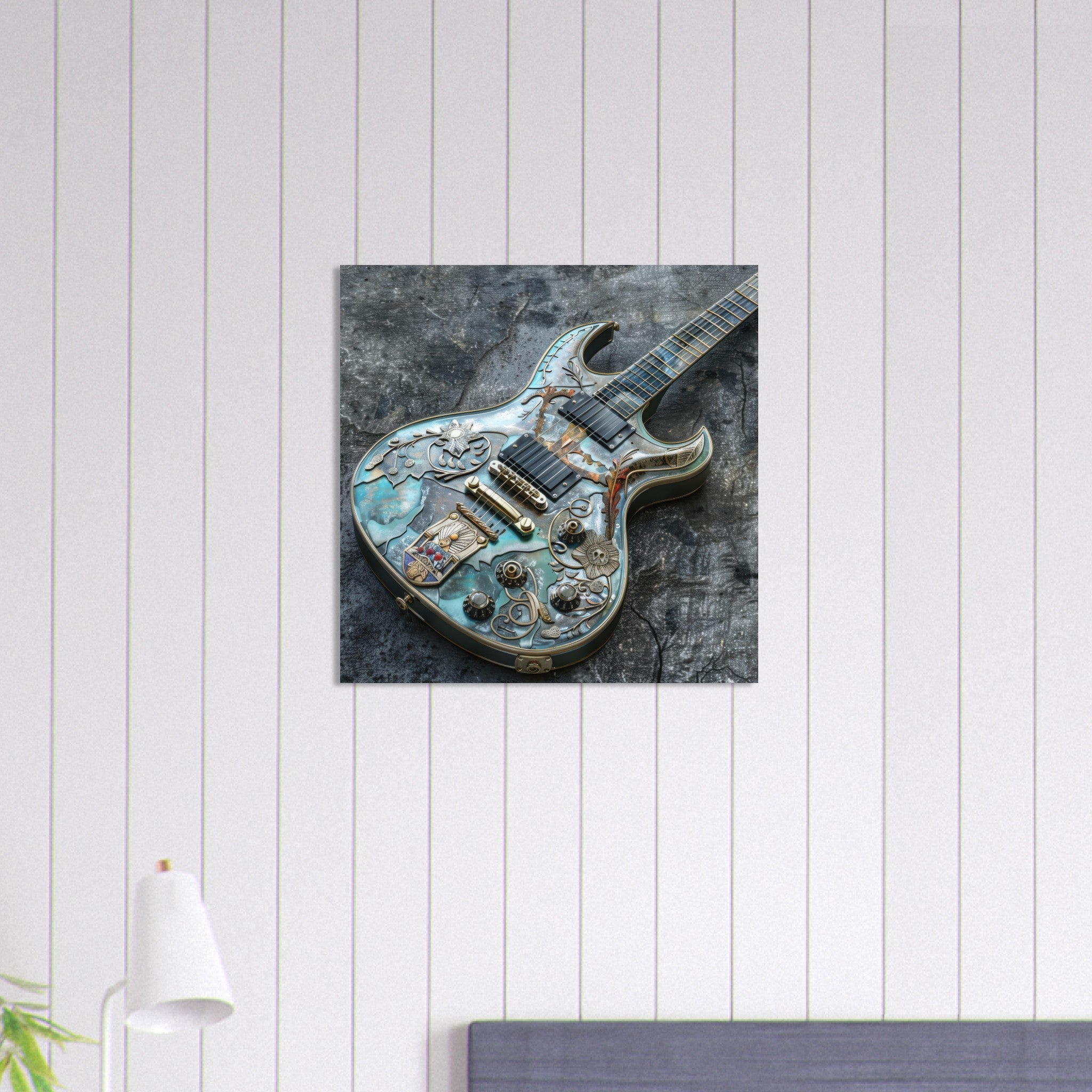 Aluminum Print Square - Guitar Art - Shop Ai Art WebShop - Digital Art online Store