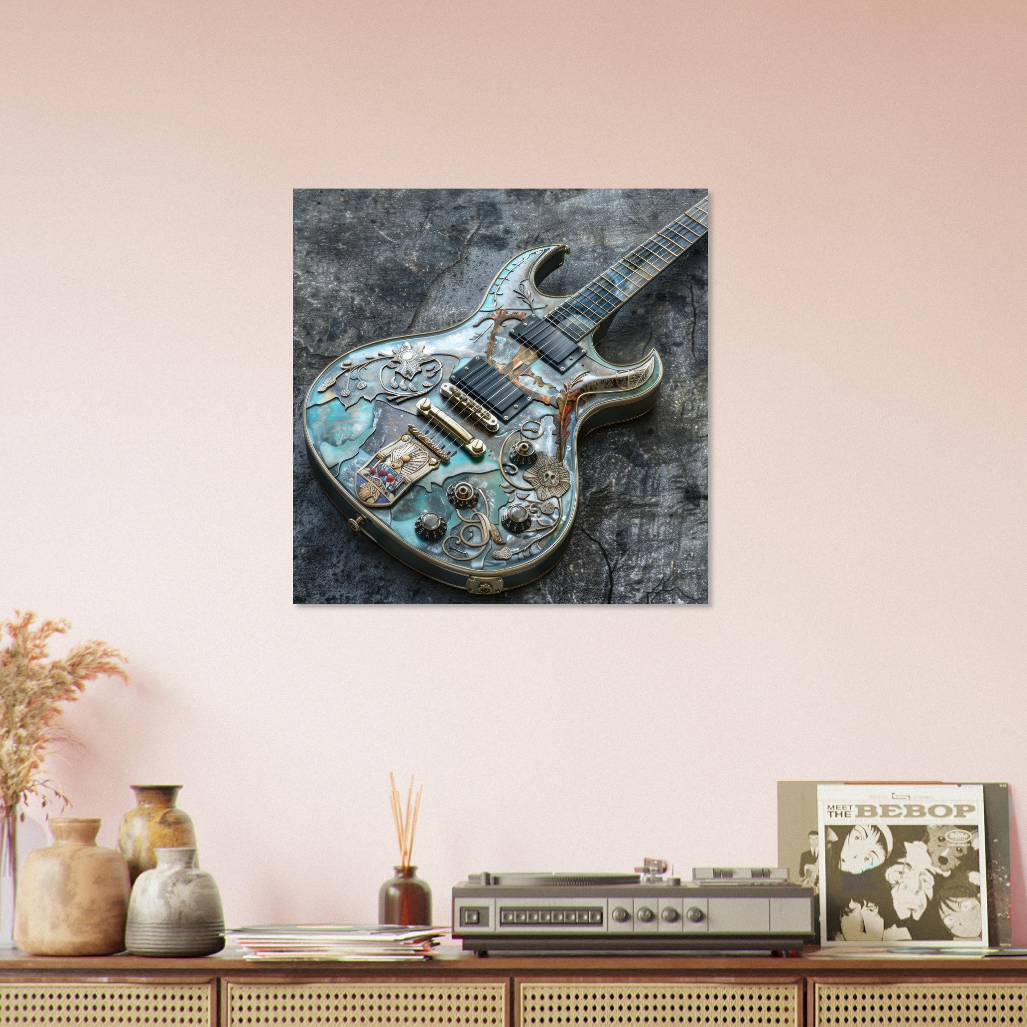 Aluminum Print Square - Guitar Art - Shop Ai Art WebShop - Digital Art online Store