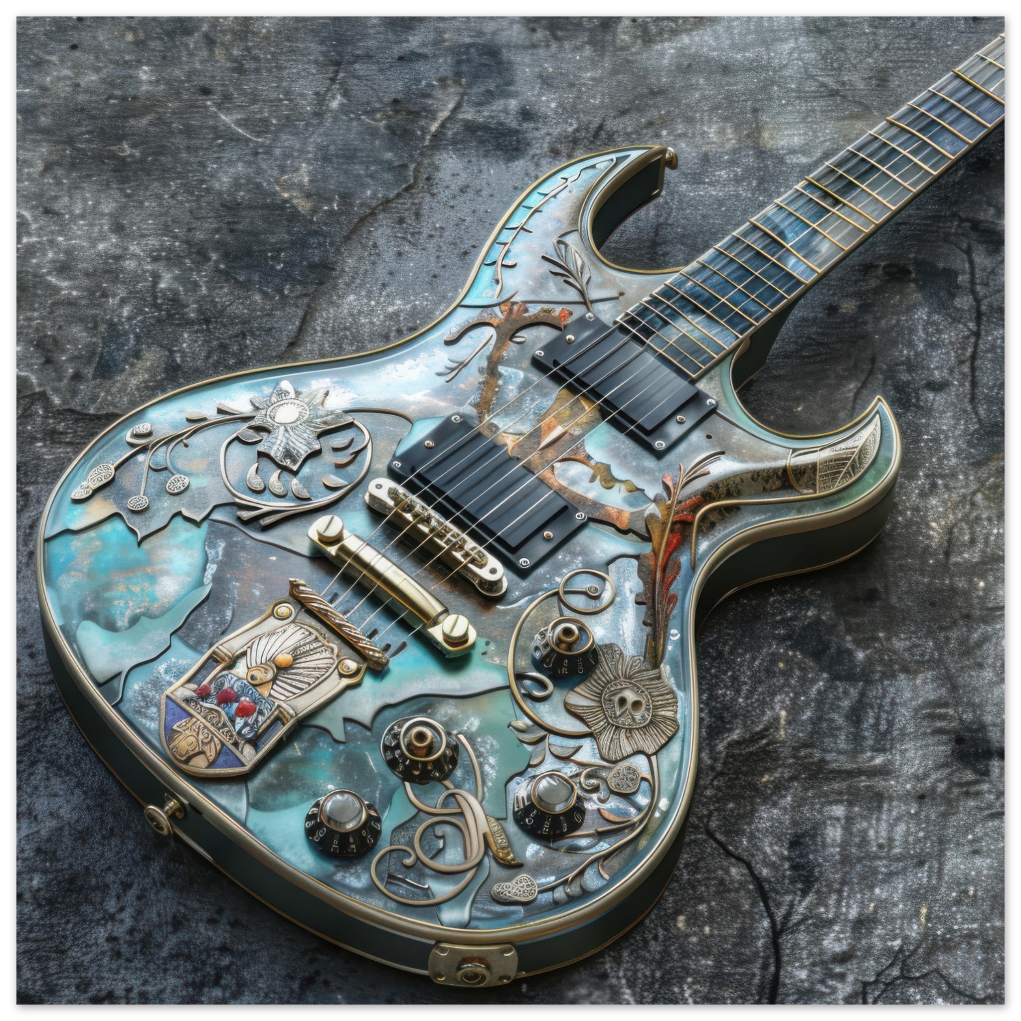 Aluminum Print Square - Guitar Art - Shop Ai Art WebShop - Digital Art online Store