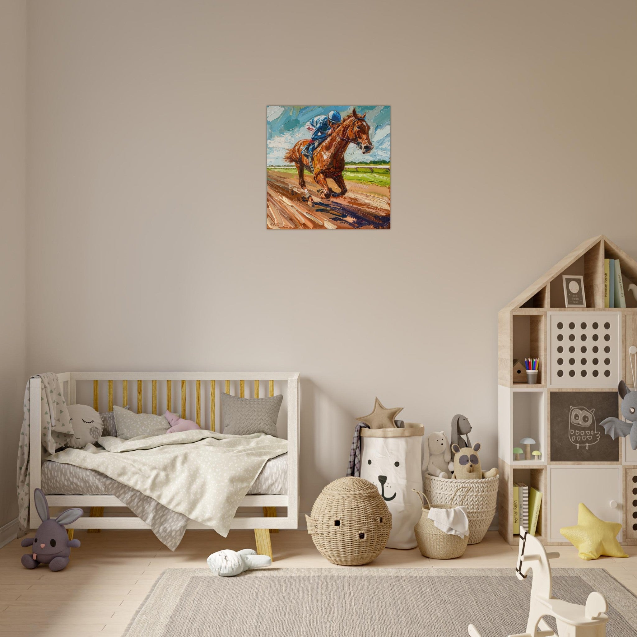 Aluminum Print Square - Horse Racing - Shop Ai Art WebShop - Digital Art online Store
