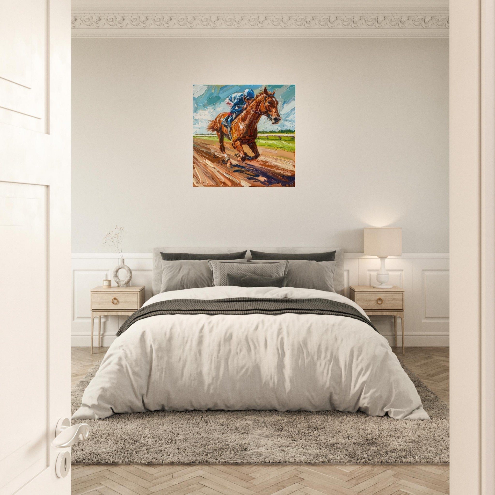 Aluminum Print Square - Horse Racing - Shop Ai Art WebShop - Digital Art online Store