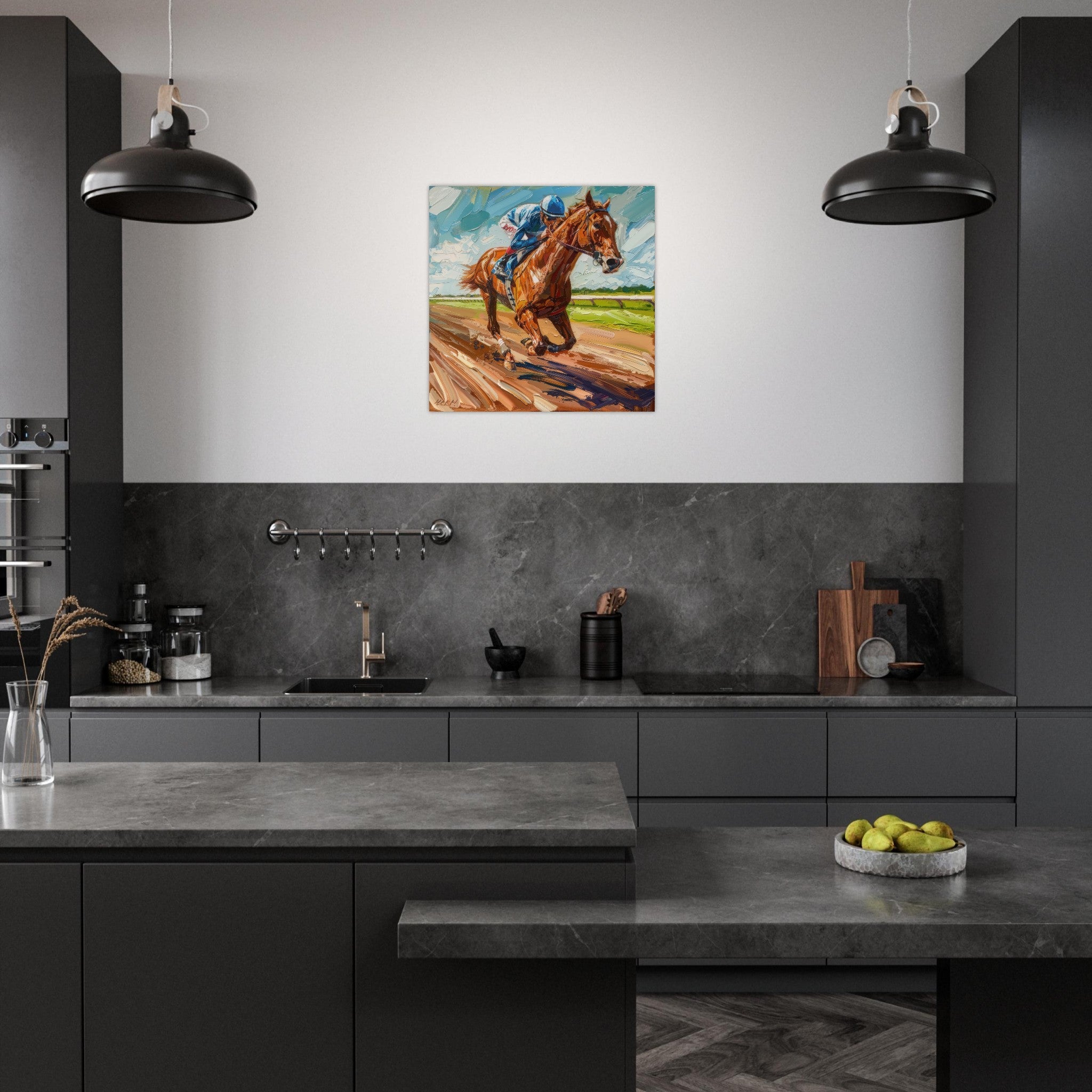 Aluminum Print Square - Horse Racing - Shop Ai Art WebShop - Digital Art online Store