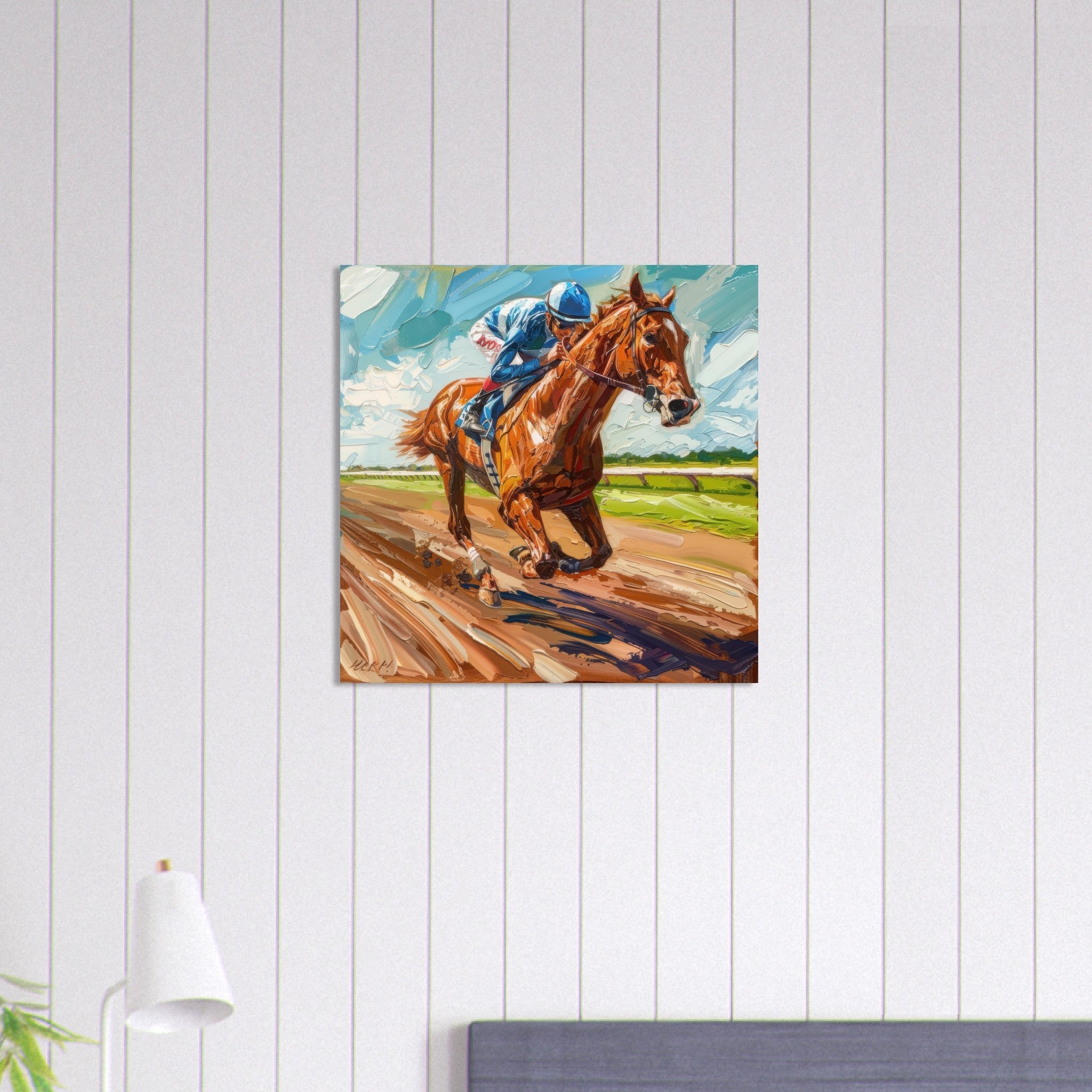 Aluminum Print Square - Horse Racing - Shop Ai Art WebShop - Digital Art online Store
