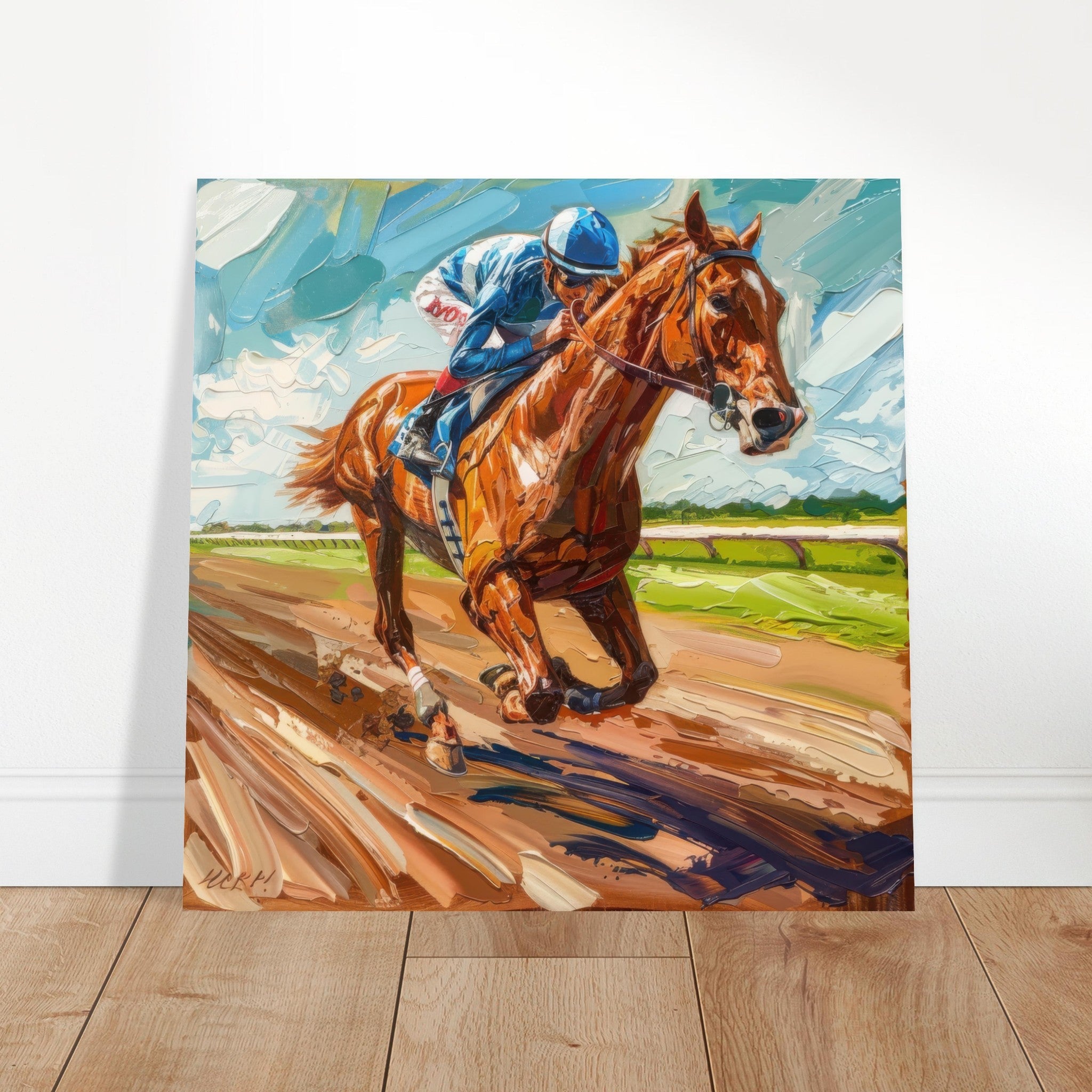 Aluminum Print Square - Horse Racing - Shop Ai Art WebShop - Digital Art online Store