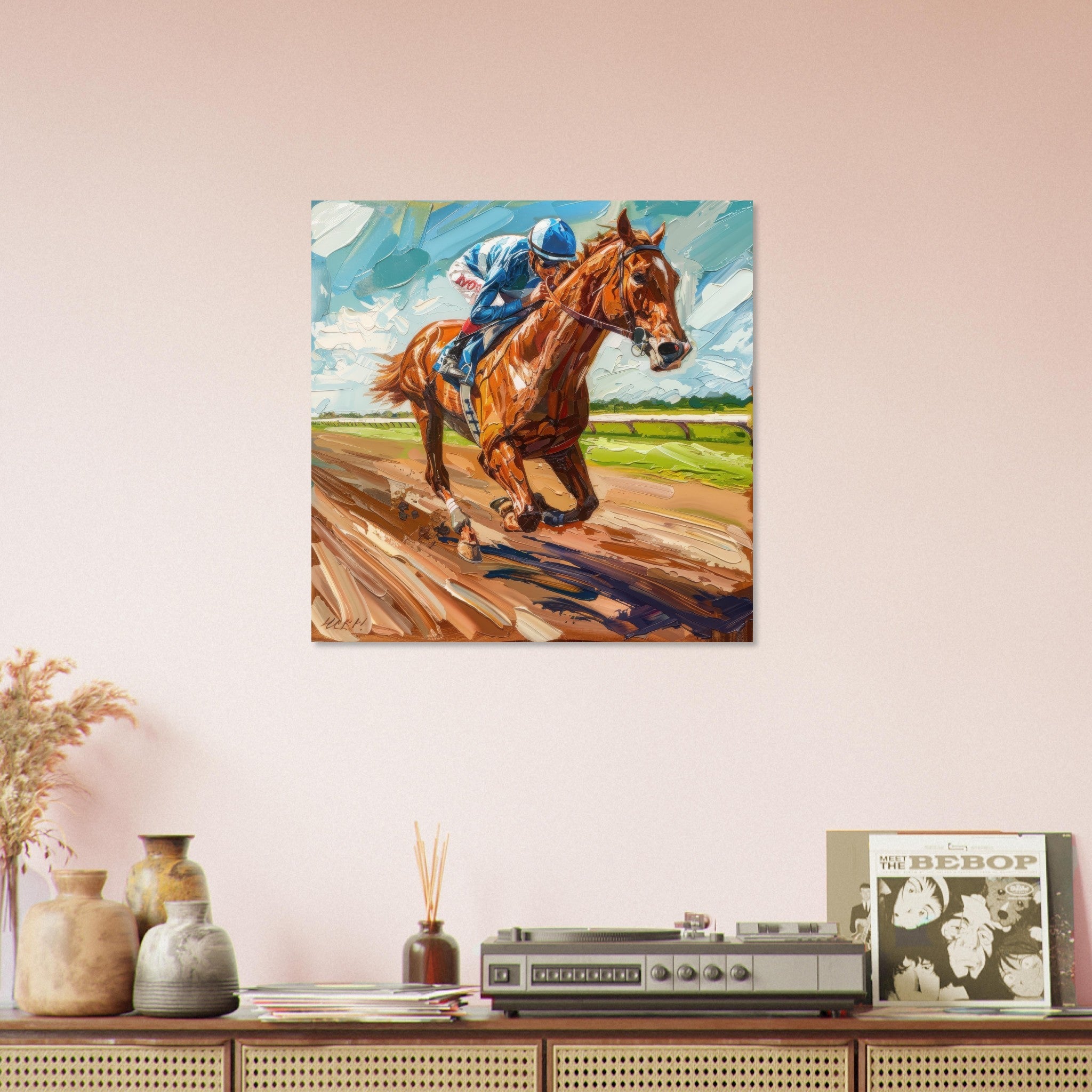 Aluminum Print Square - Horse Racing - Shop Ai Art WebShop - Digital Art online Store