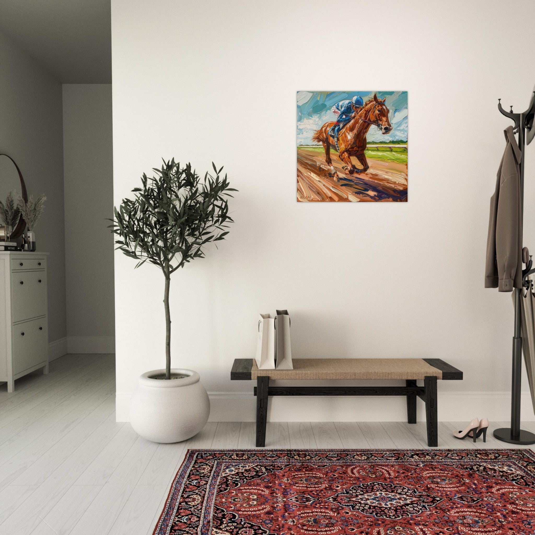 Aluminum Print Square - Horse Racing - Shop Ai Art WebShop - Digital Art online Store