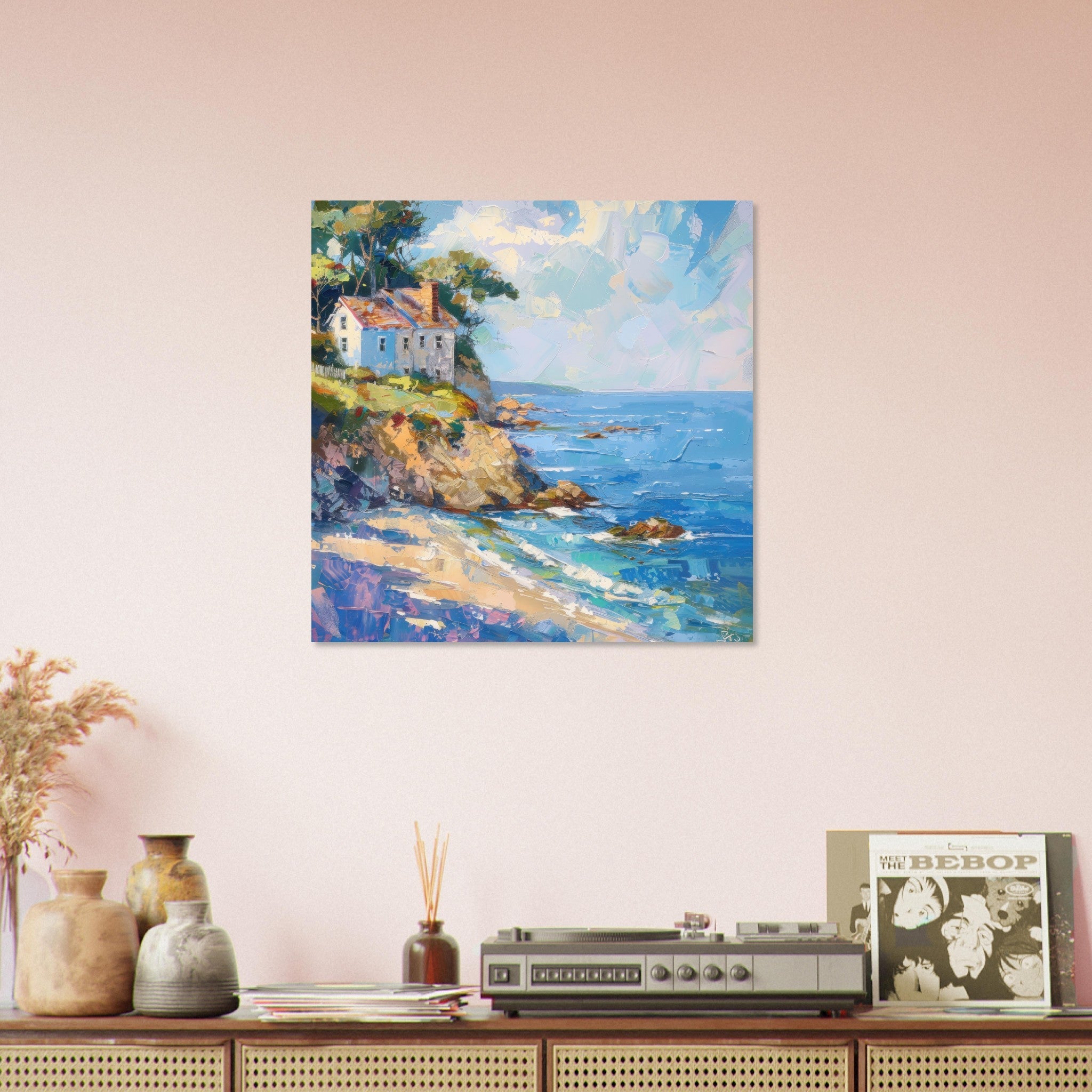 Aluminum Print Square - Impressionism coastal style beach feeling 1 - Shop Ai Art WebShop - Digital Art online Store