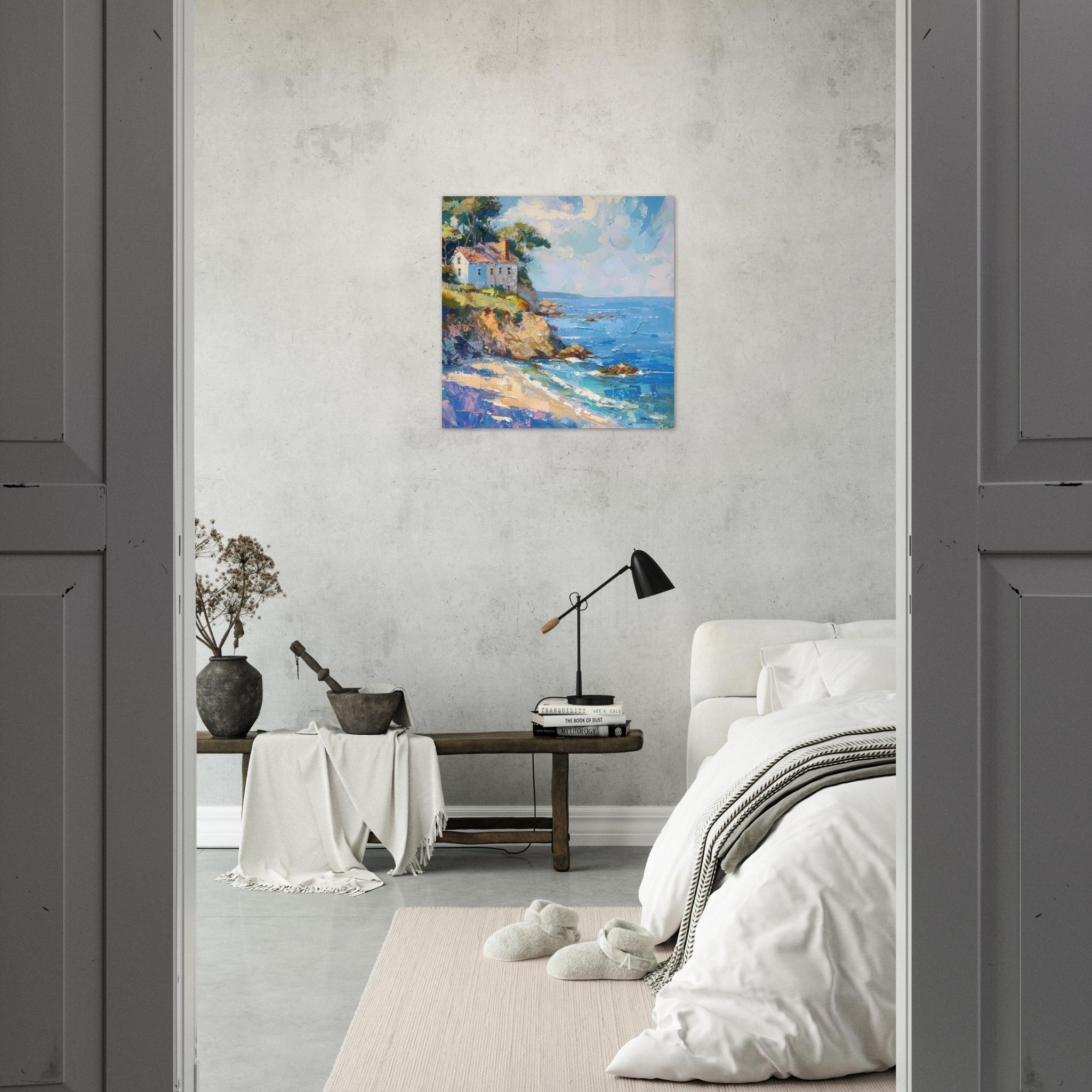 Aluminum Print Square - Impressionism coastal style beach feeling 1 - Shop Ai Art WebShop - Digital Art online Store