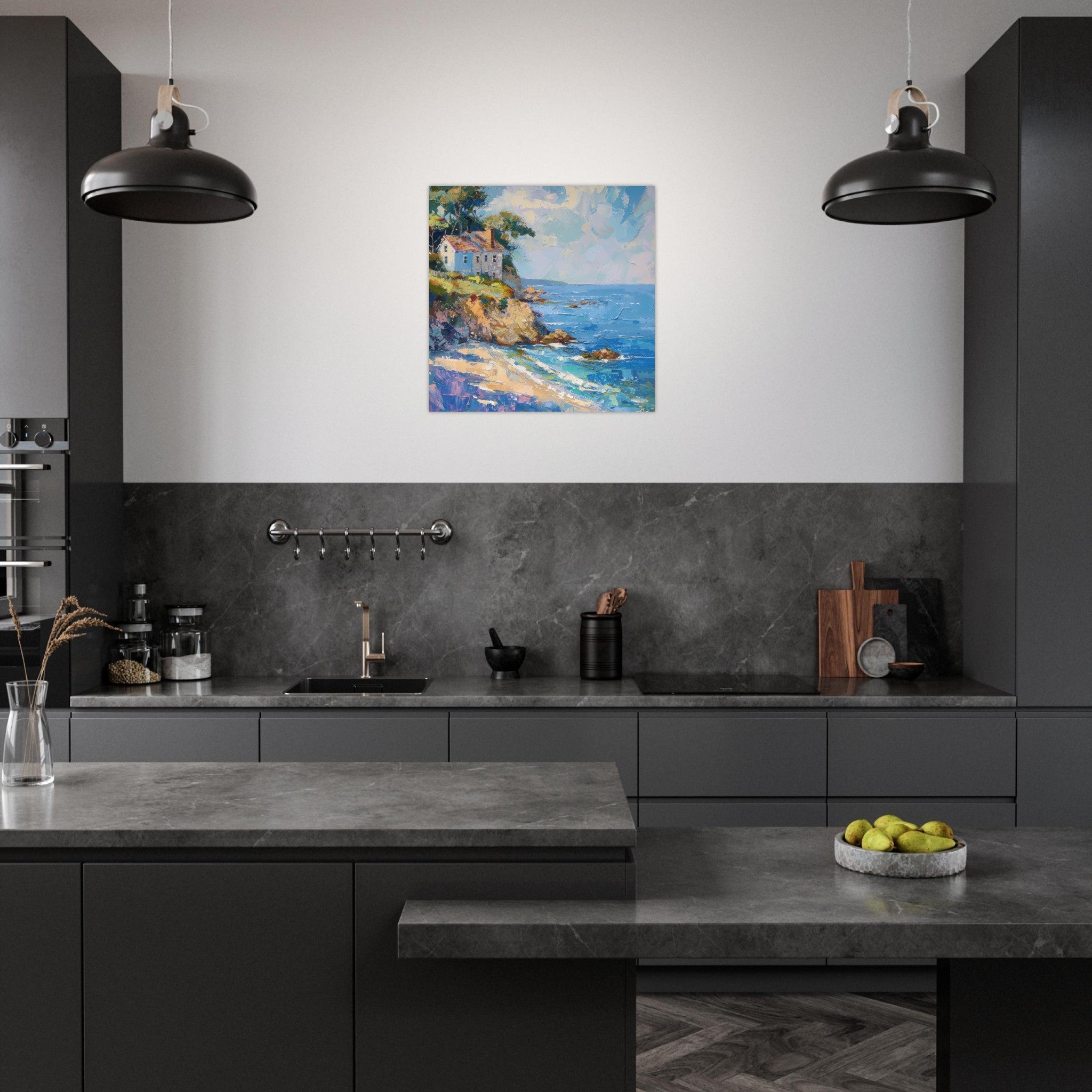 Aluminum Print Square - Impressionism coastal style beach feeling 1 - Shop Ai Art WebShop - Digital Art online Store