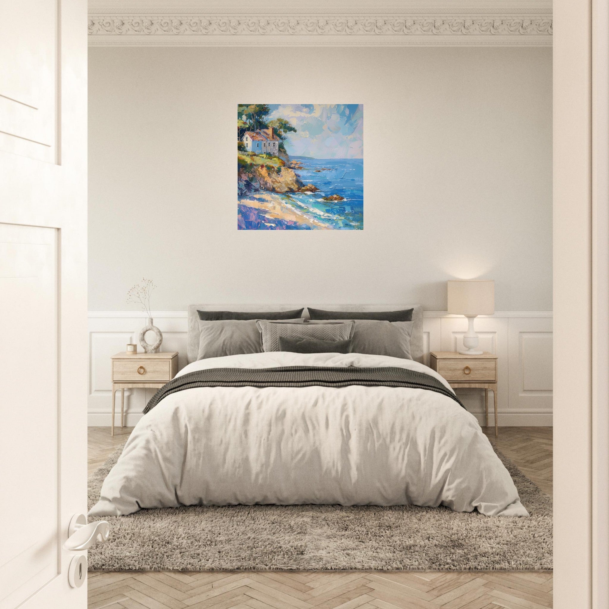 Aluminum Print Square - Impressionism coastal style beach feeling 1 - Shop Ai Art WebShop - Digital Art online Store