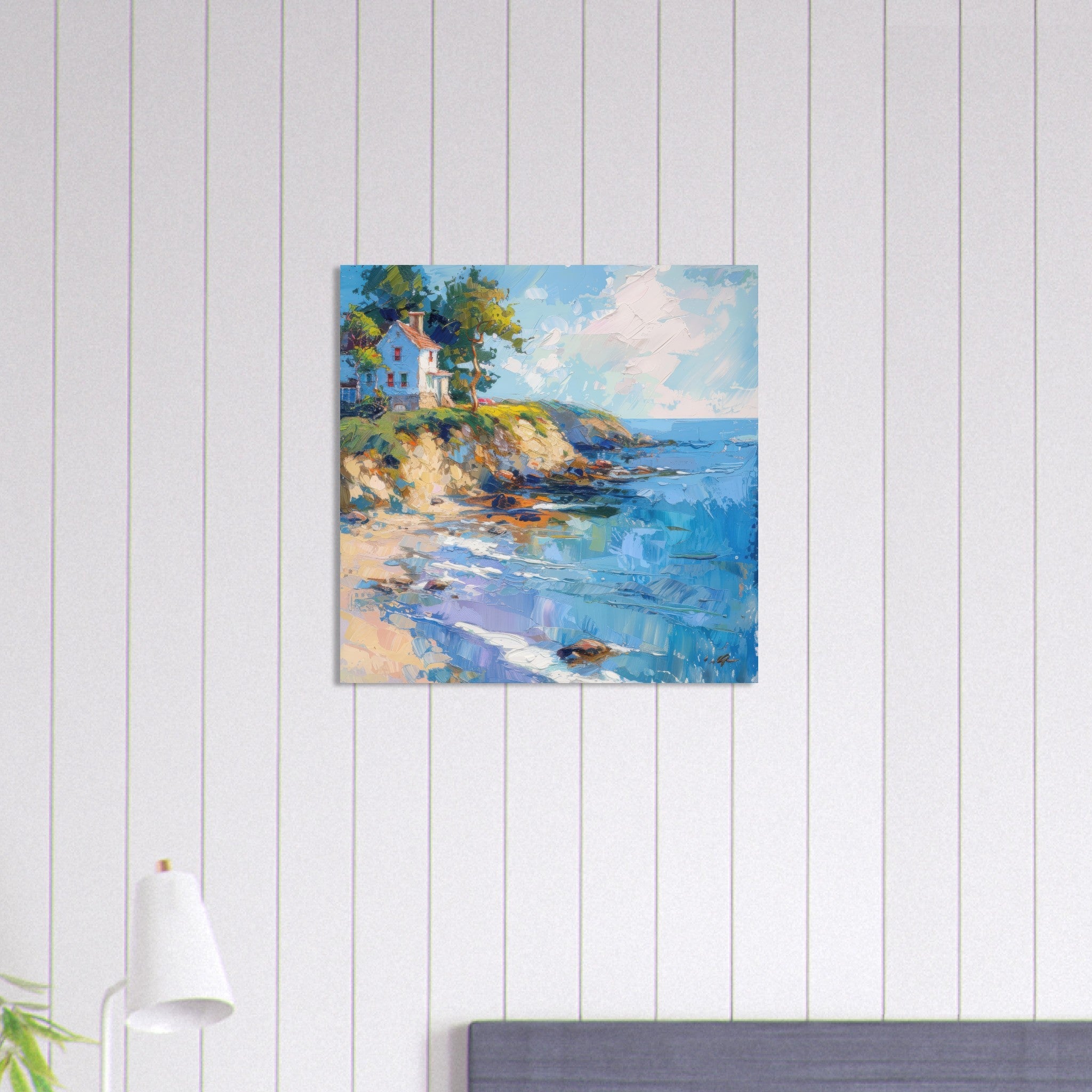 Aluminum Print Square - Impressionism coastal style beach feeling 5 - Shop Ai Art WebShop - Digital Art online Store