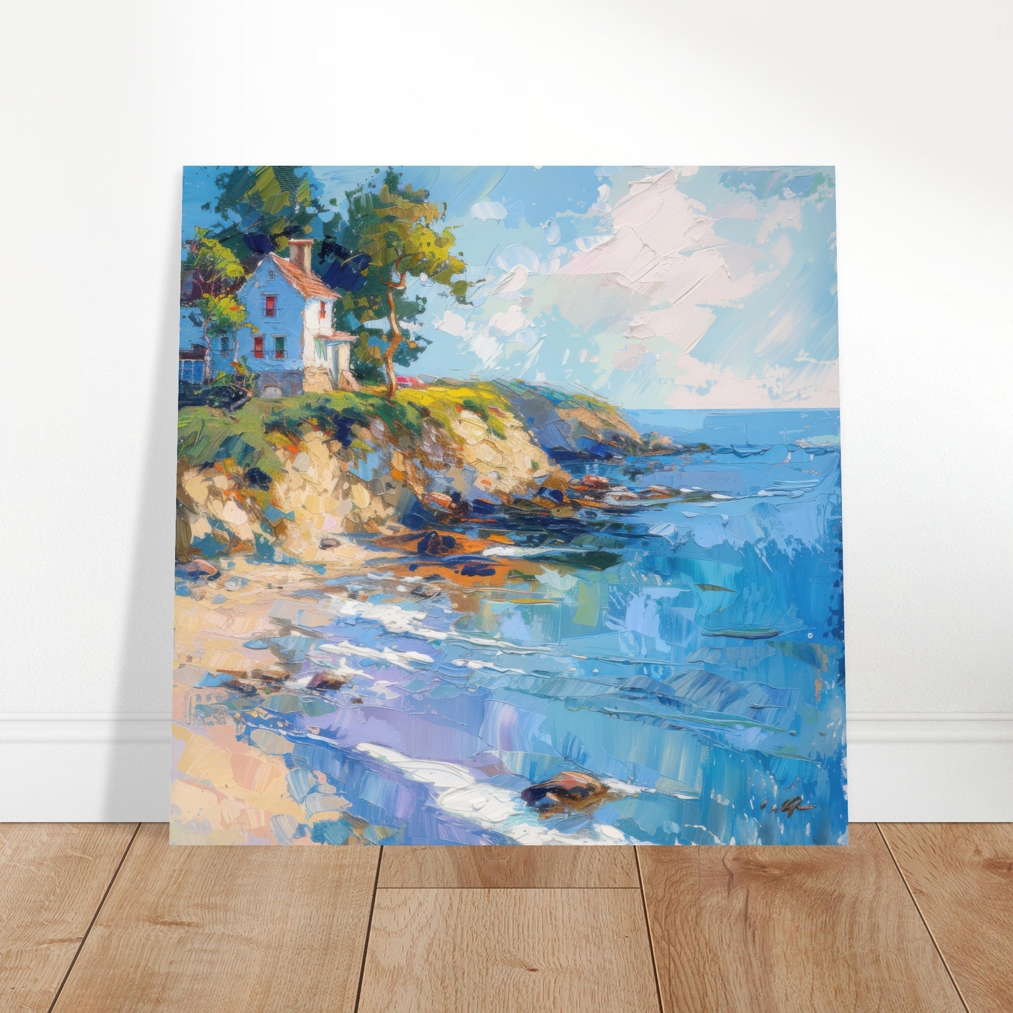 Aluminum Print Square - Impressionism coastal style beach feeling 5 - Shop Ai Art WebShop - Digital Art online Store
