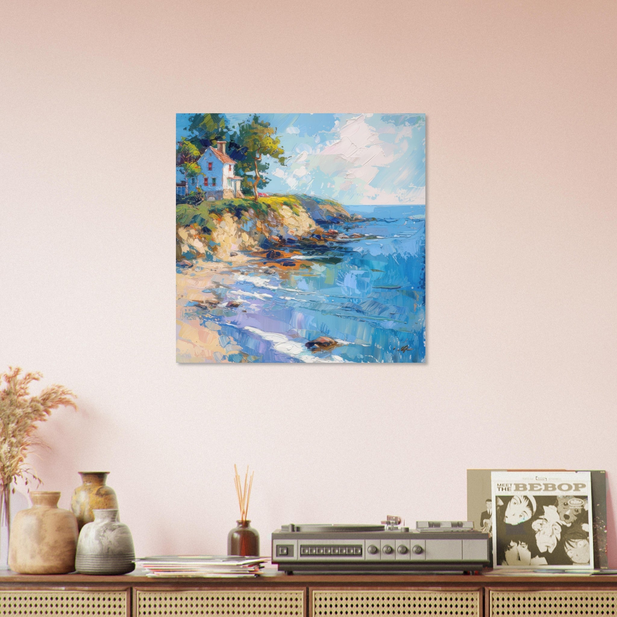 Aluminum Print Square - Impressionism coastal style beach feeling 5 - Shop Ai Art WebShop - Digital Art online Store