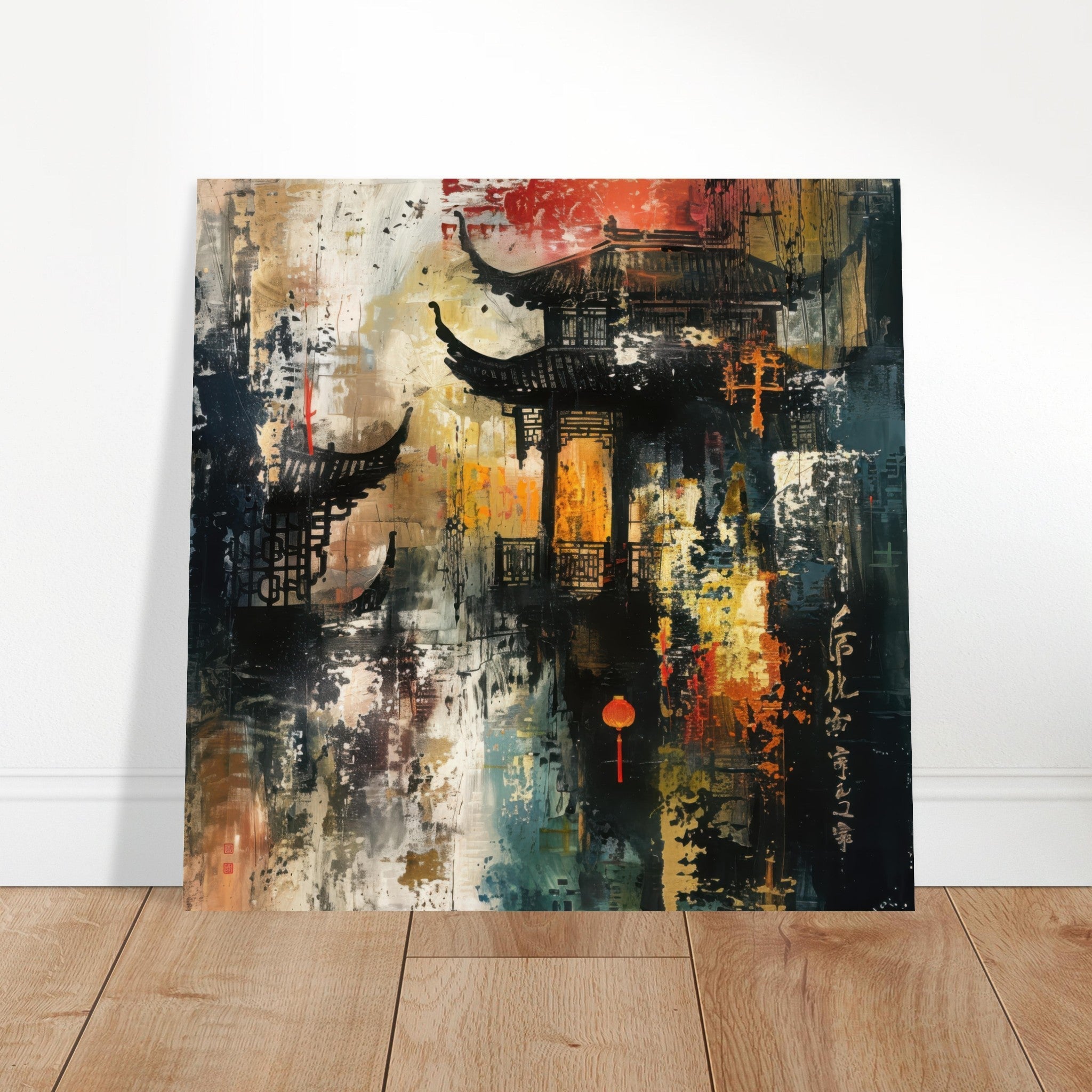 Aluminum Print Square - Old culture of China in abstract style - Shop Ai Art WebShop - Digital Art online Store