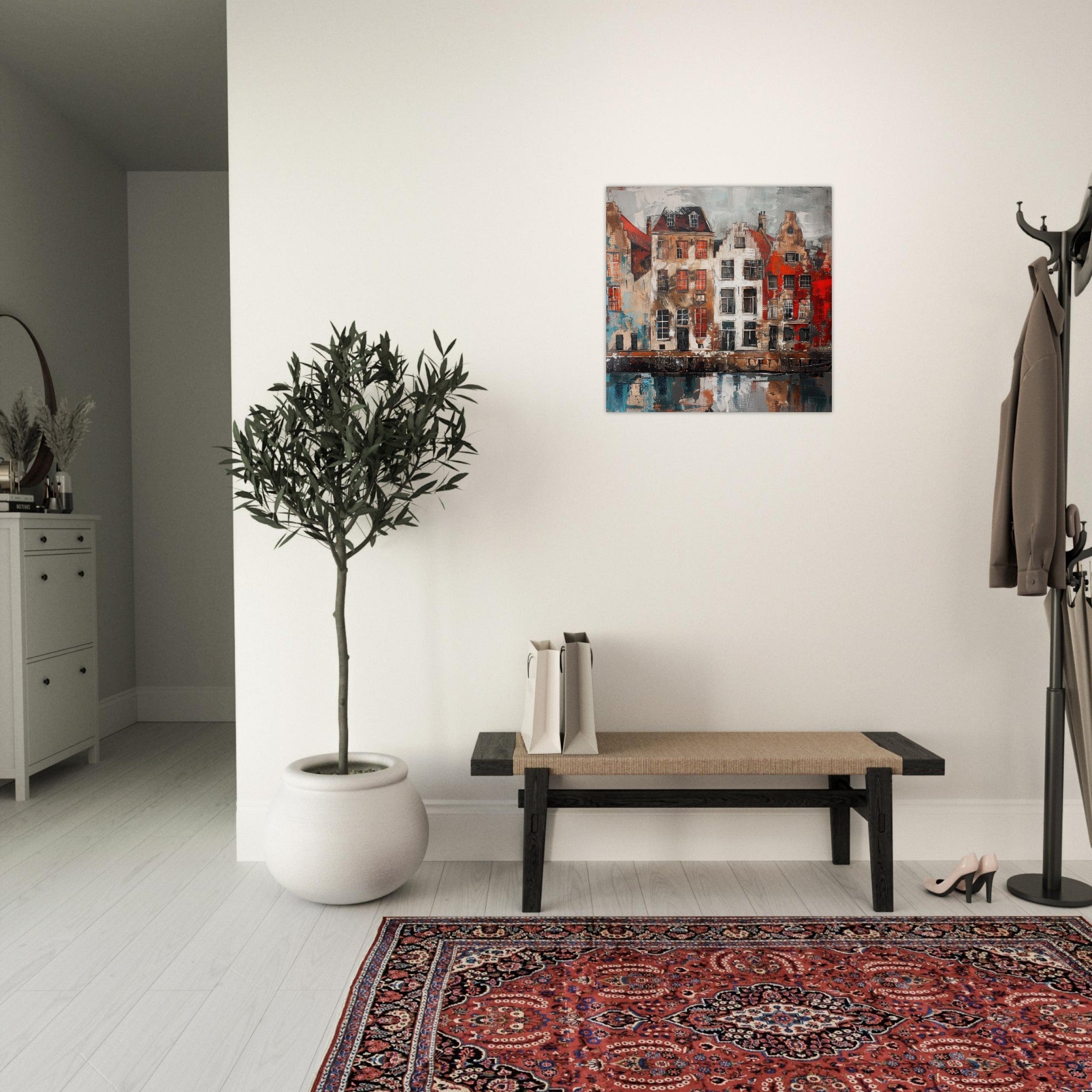 Aluminum Print Square - Old culture of the Netherlands in abstract style - Shop Ai Art WebShop - Digital Art online Store