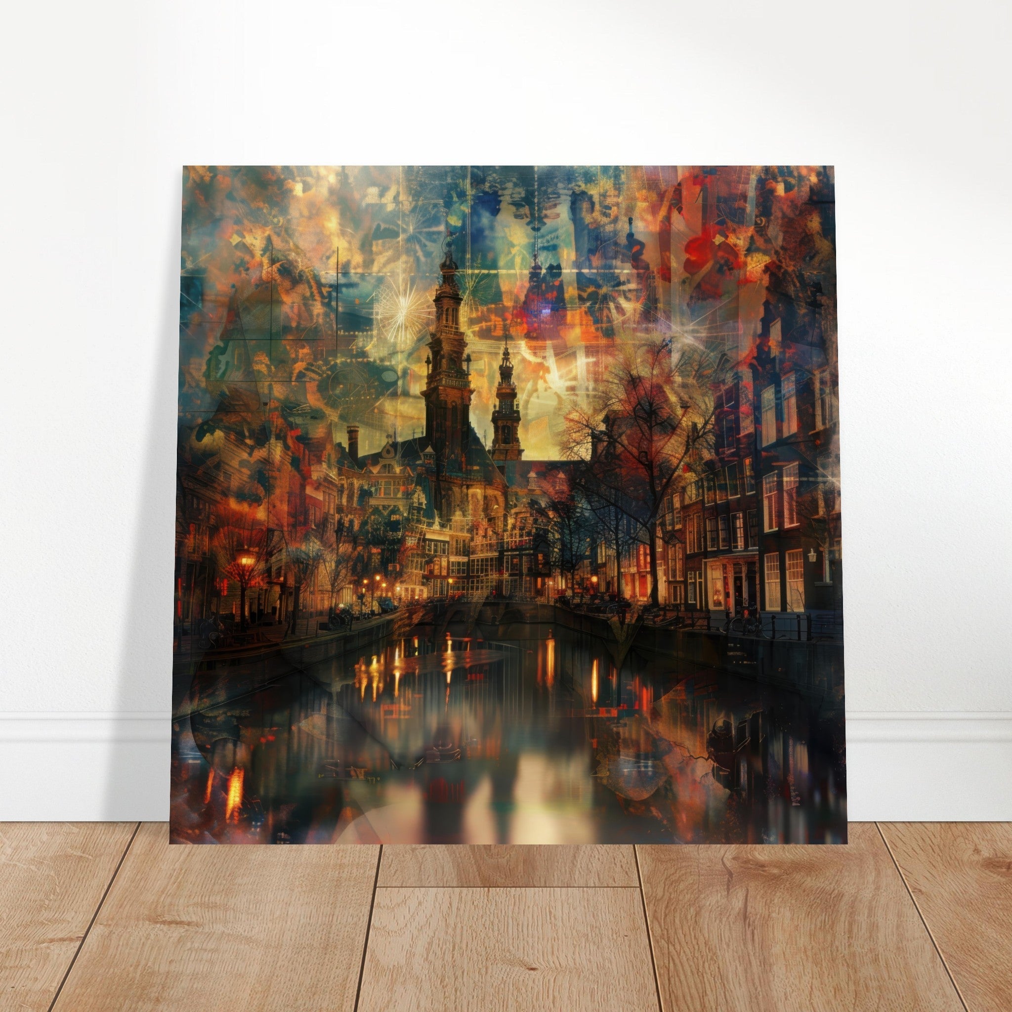 Aluminum Print Square - Old culture of the Netherlands in abstract style 2 - Shop Ai Art WebShop - Digital Art online Store