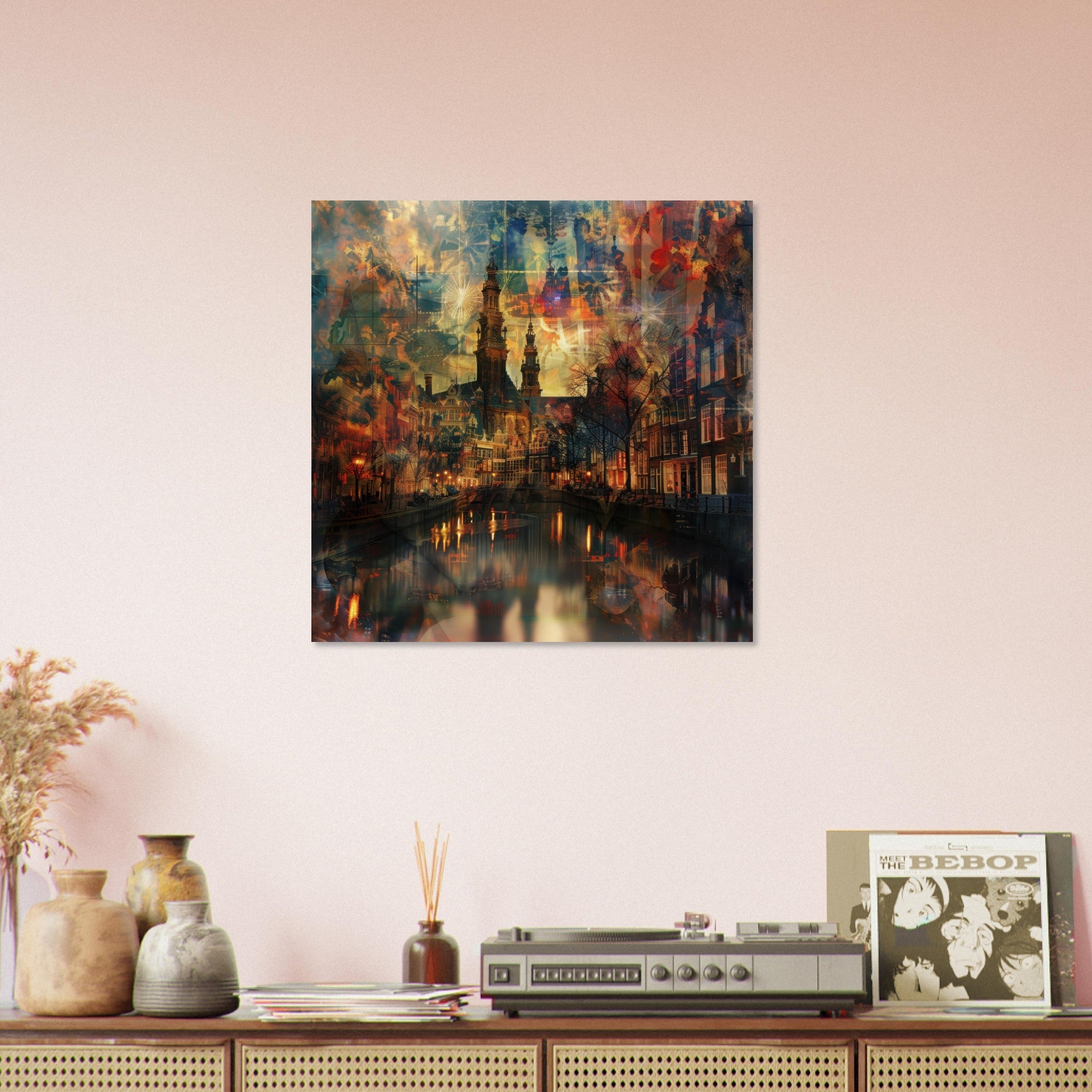 Aluminum Print Square - Old culture of the Netherlands in abstract style 2 - Shop Ai Art WebShop - Digital Art online Store