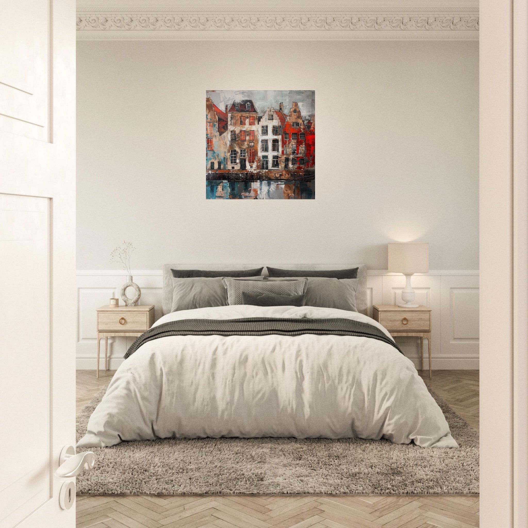 Aluminum Print Square - Old culture of the Netherlands in abstract style - Shop Ai Art WebShop - Digital Art online Store