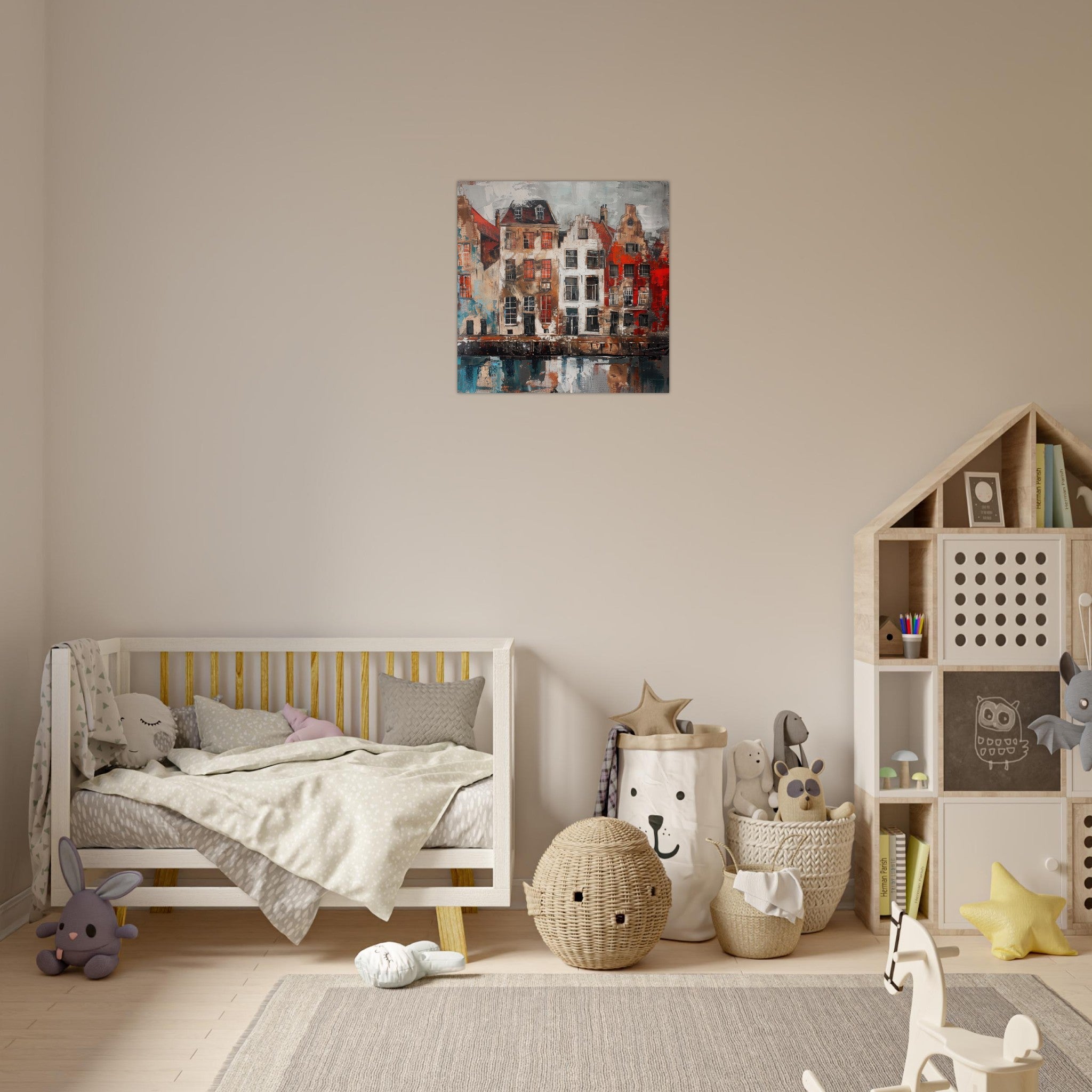 Aluminum Print Square - Old culture of the Netherlands in abstract style - Shop Ai Art WebShop - Digital Art online Store
