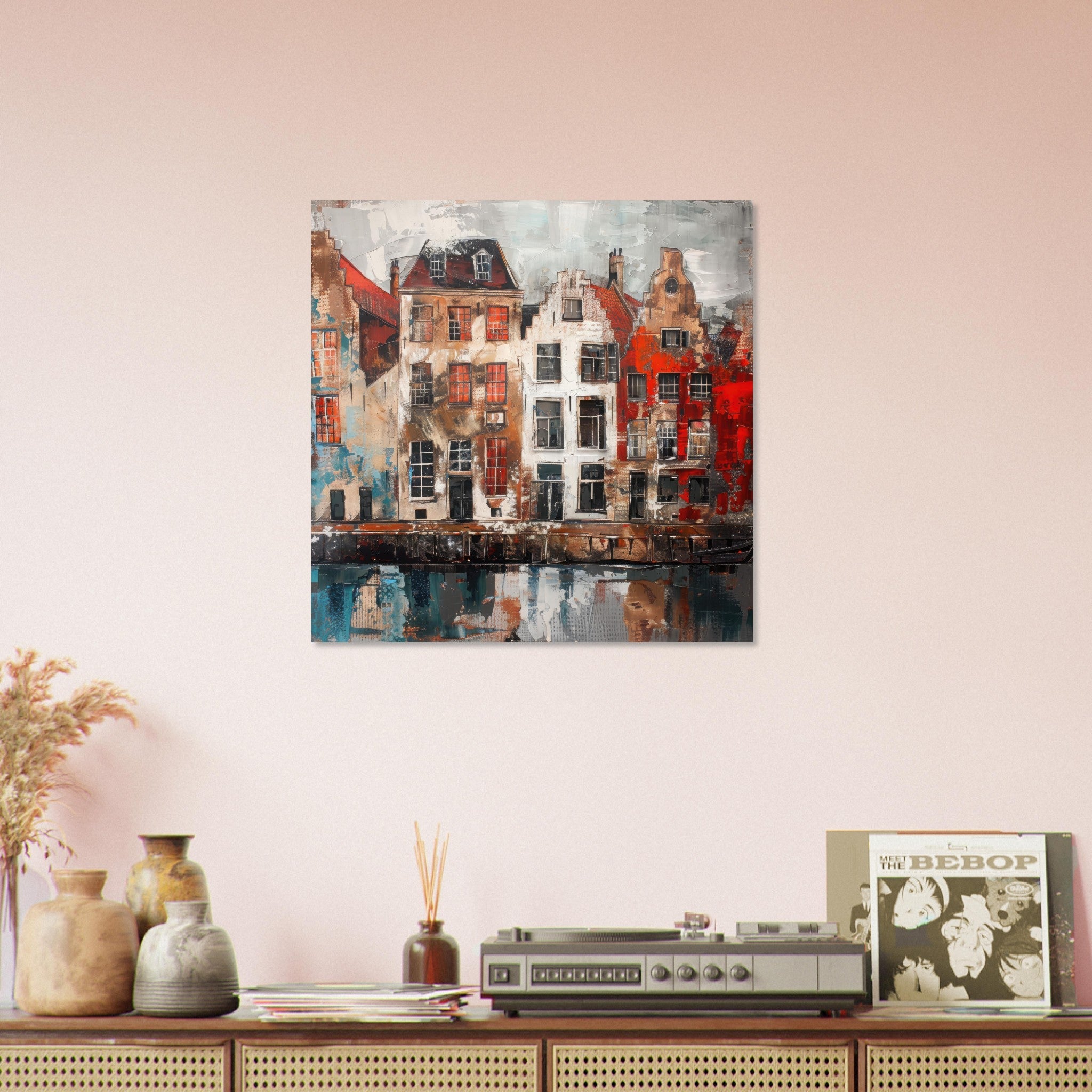 Aluminum Print Square - Old culture of the Netherlands in abstract style - Shop Ai Art WebShop - Digital Art online Store