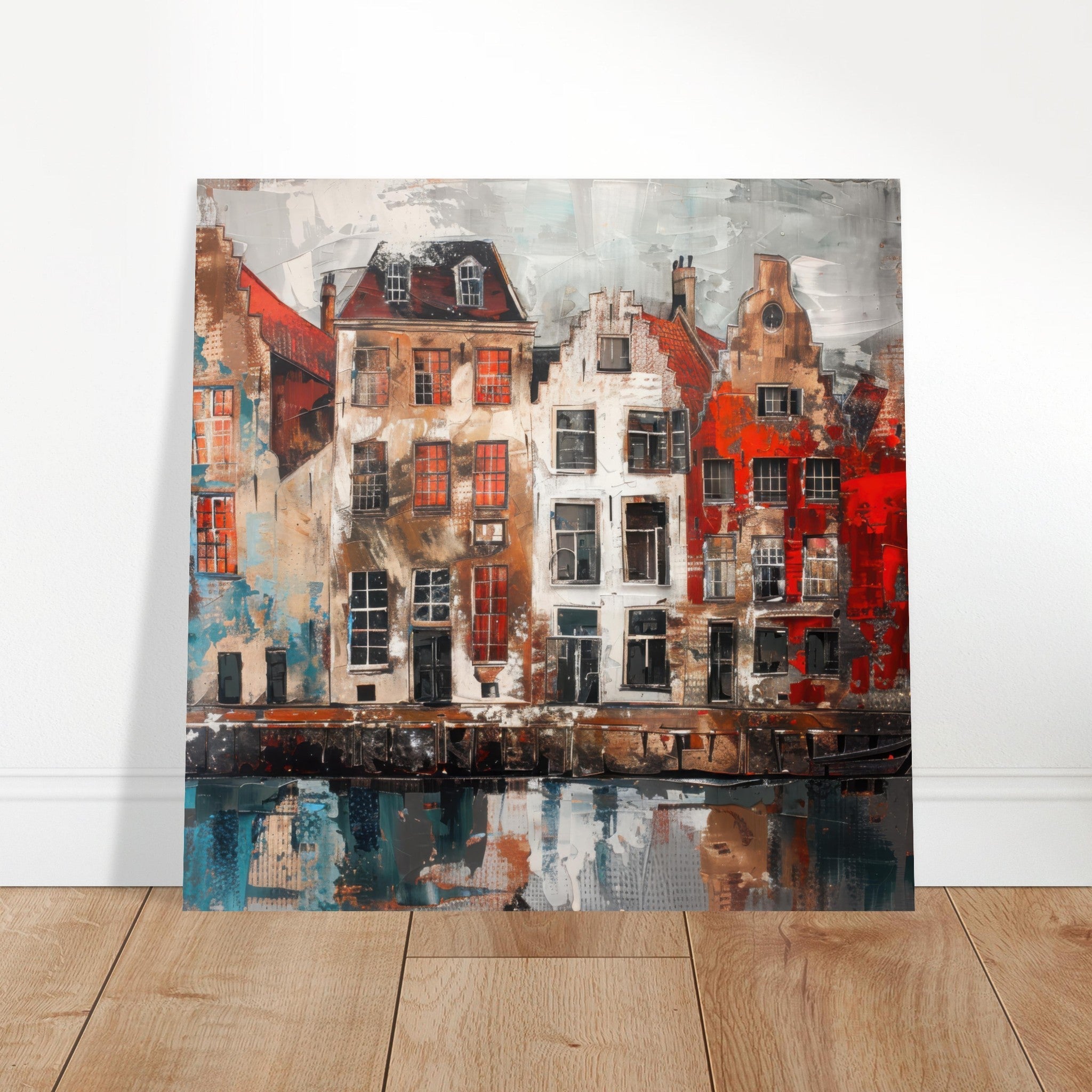 Aluminum Print Square - Old culture of the Netherlands in abstract style - Shop Ai Art WebShop - Digital Art online Store