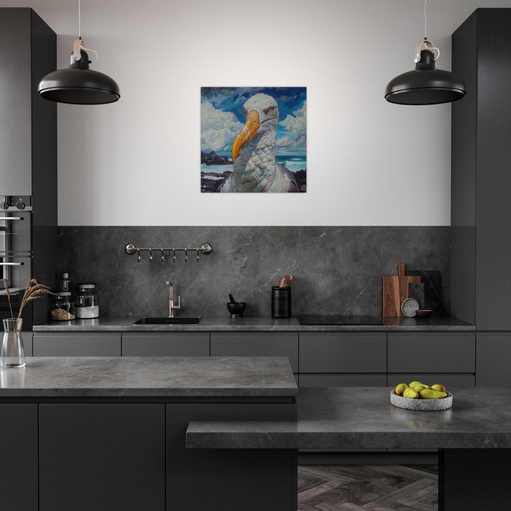Aluminum Print Square - Rough Nature Galapagos Albatros 2 - Shop Ai Art WebShop - Digital Art online Store