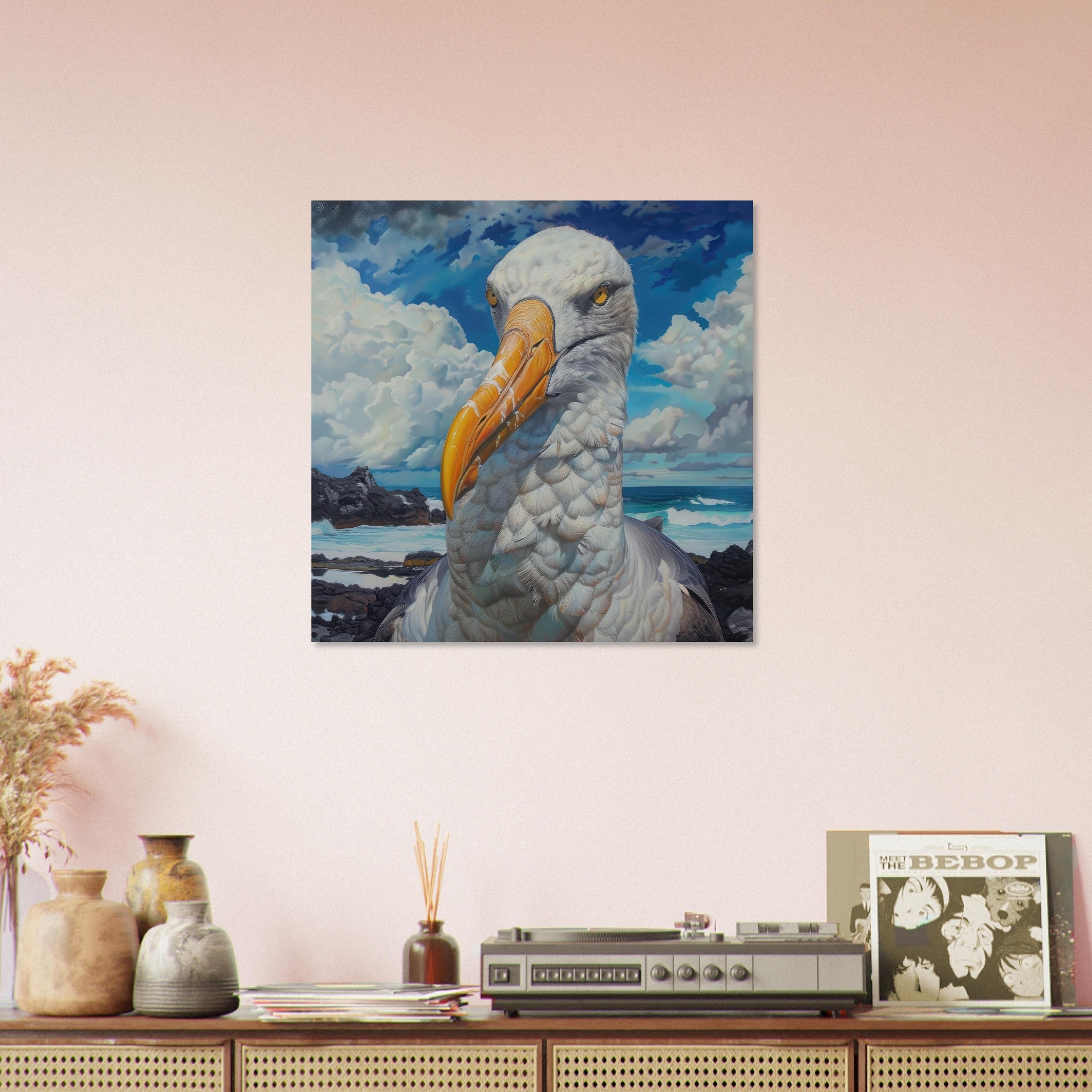 Aluminum Print Square - Rough Nature Galapagos Albatros 2 - Shop Ai Art WebShop - Digital Art online Store