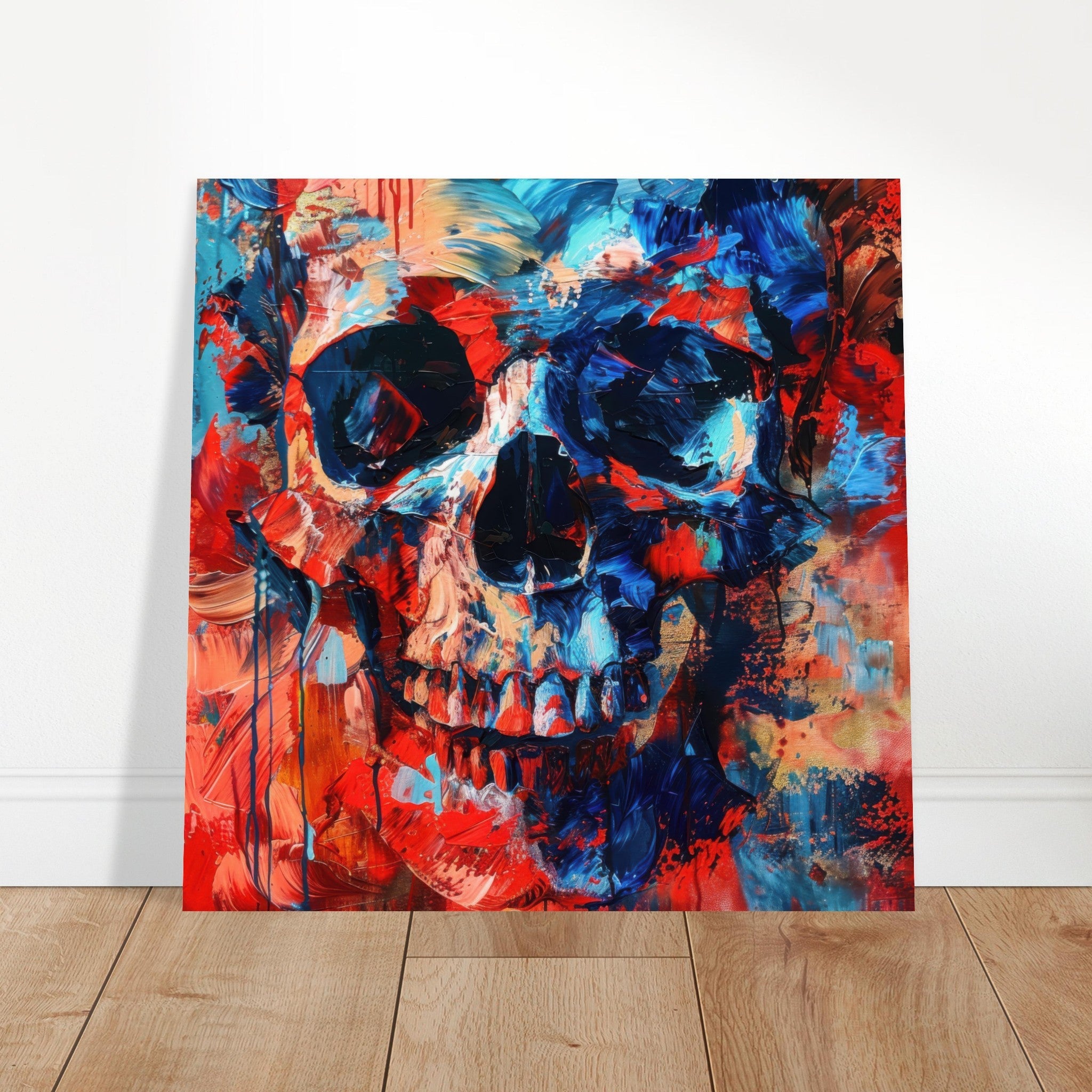 Aluminum Print Square - Skull and Bones abstract art style - Shop Ai Art WebShop - Digital Art online Store