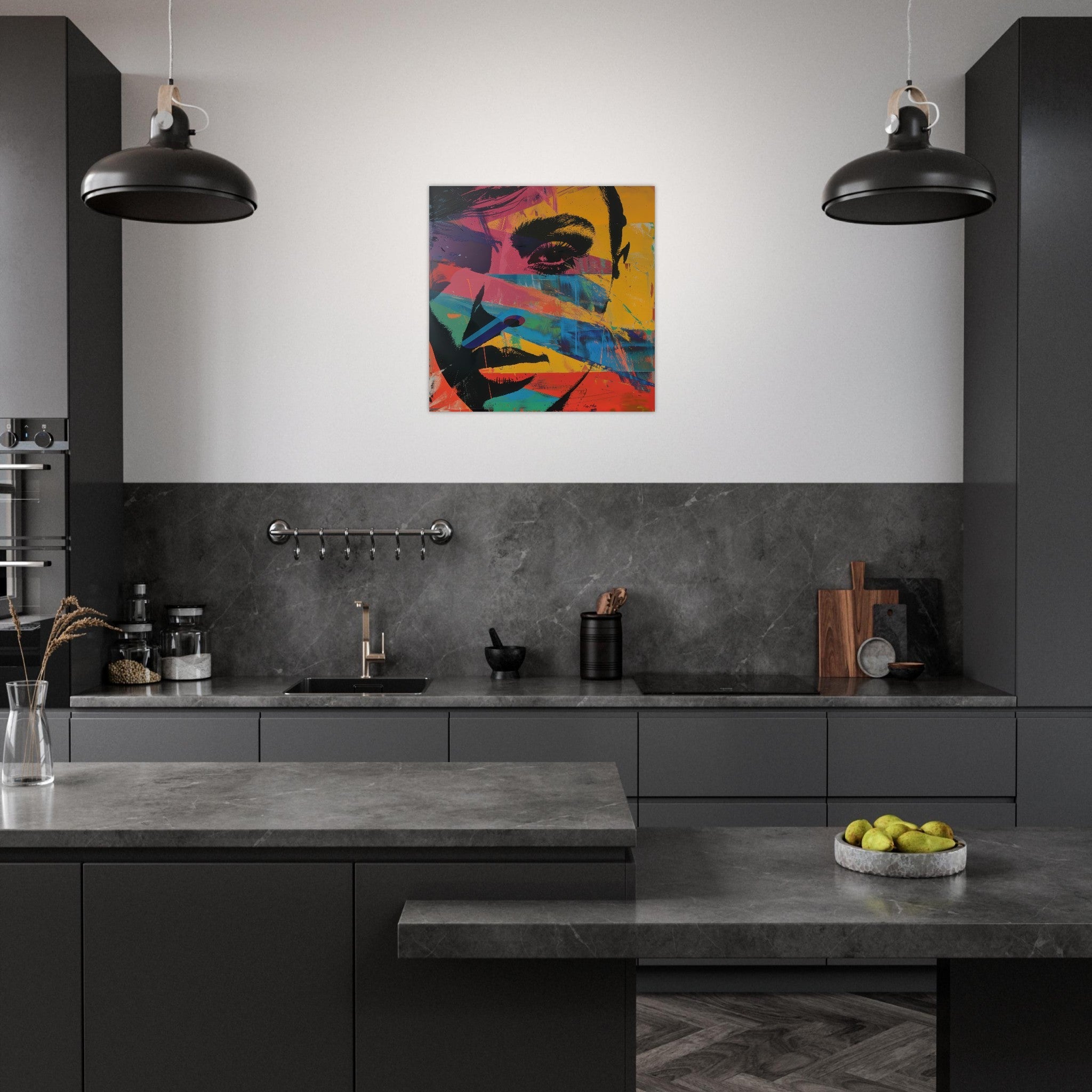 Aluminum Print Square - Swedish popart in abstract style 2 - Shop Ai Art WebShop - Digital Art online Store