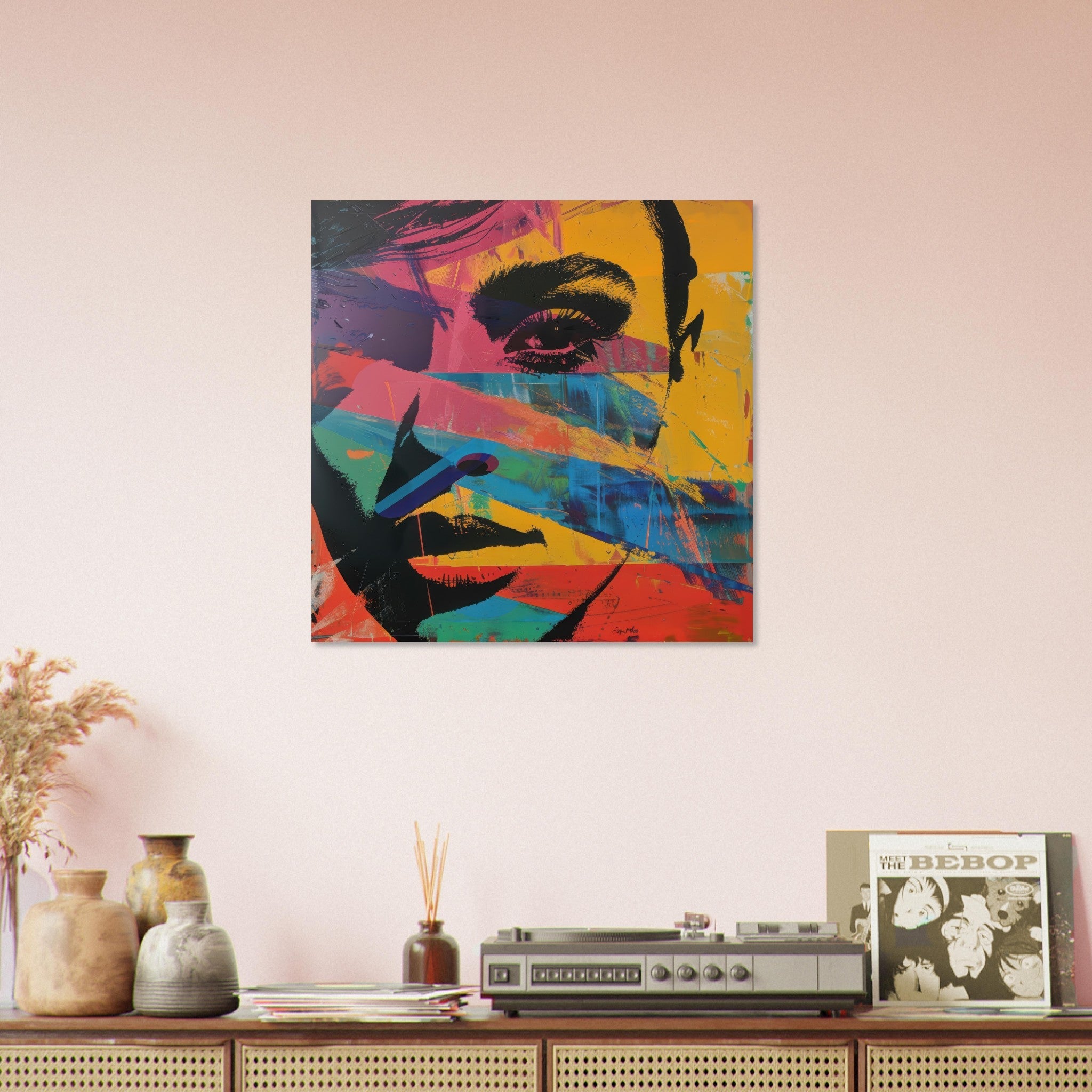Aluminum Print Square - Swedish popart in abstract style 2 - Shop Ai Art WebShop - Digital Art online Store
