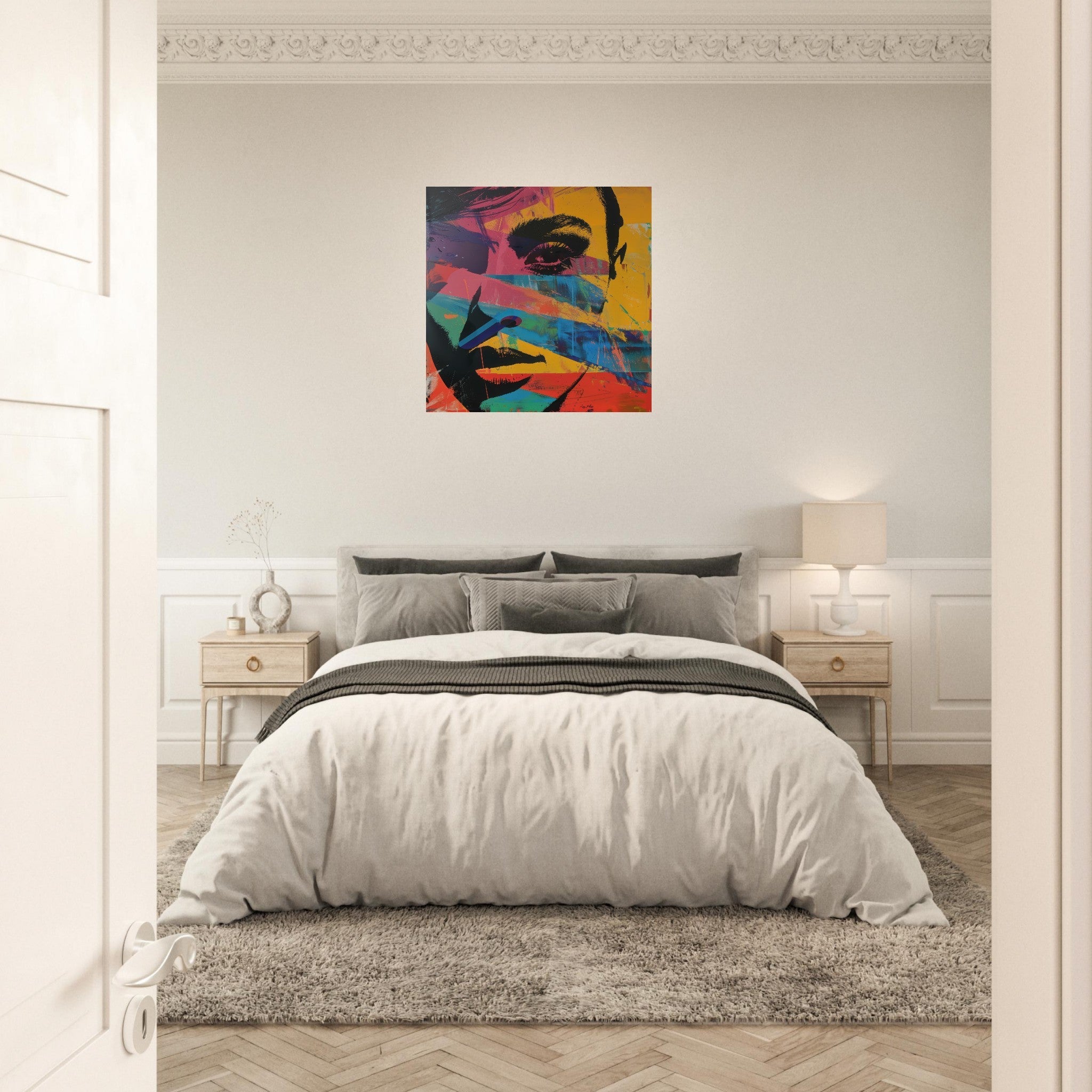 Aluminum Print Square - Swedish popart in abstract style 2 - Shop Ai Art WebShop - Digital Art online Store