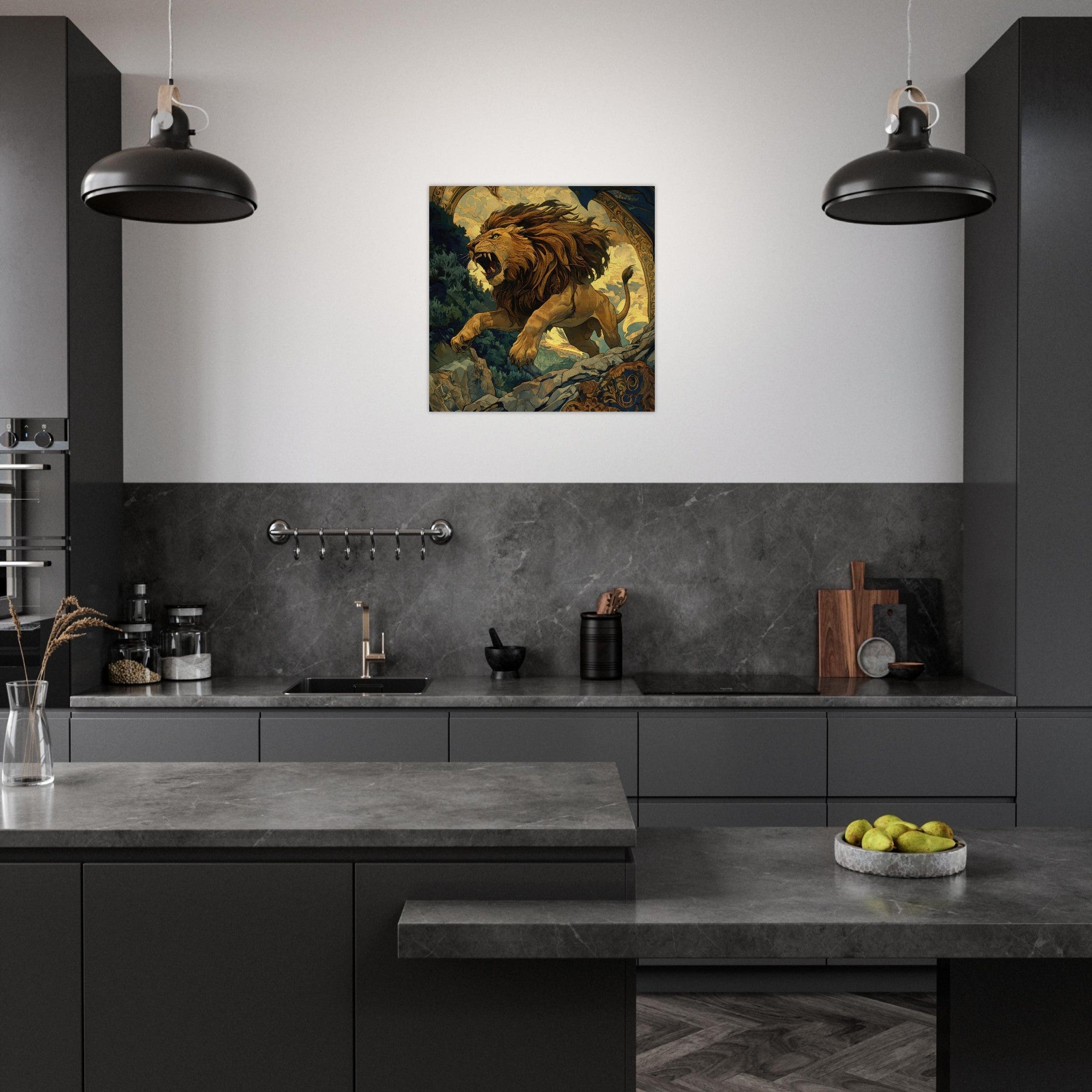 Aluminum Print Square - The Nemean Lion - Shop Ai Art WebShop - Digital Art online Store