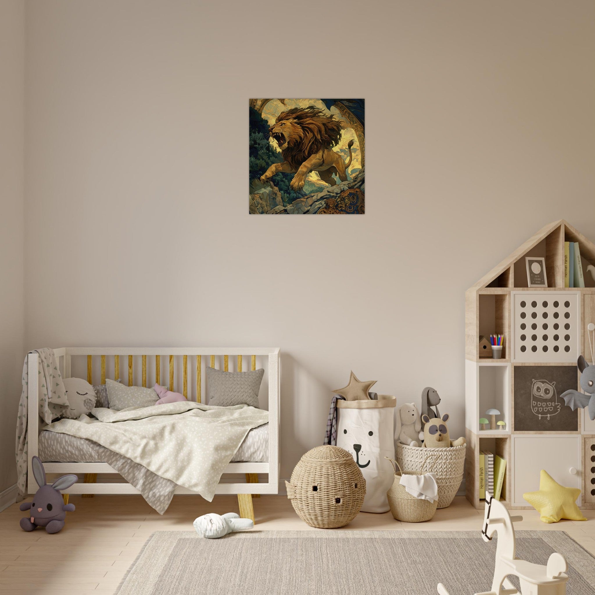 Aluminum Print Square - The Nemean Lion - Shop Ai Art WebShop - Digital Art online Store