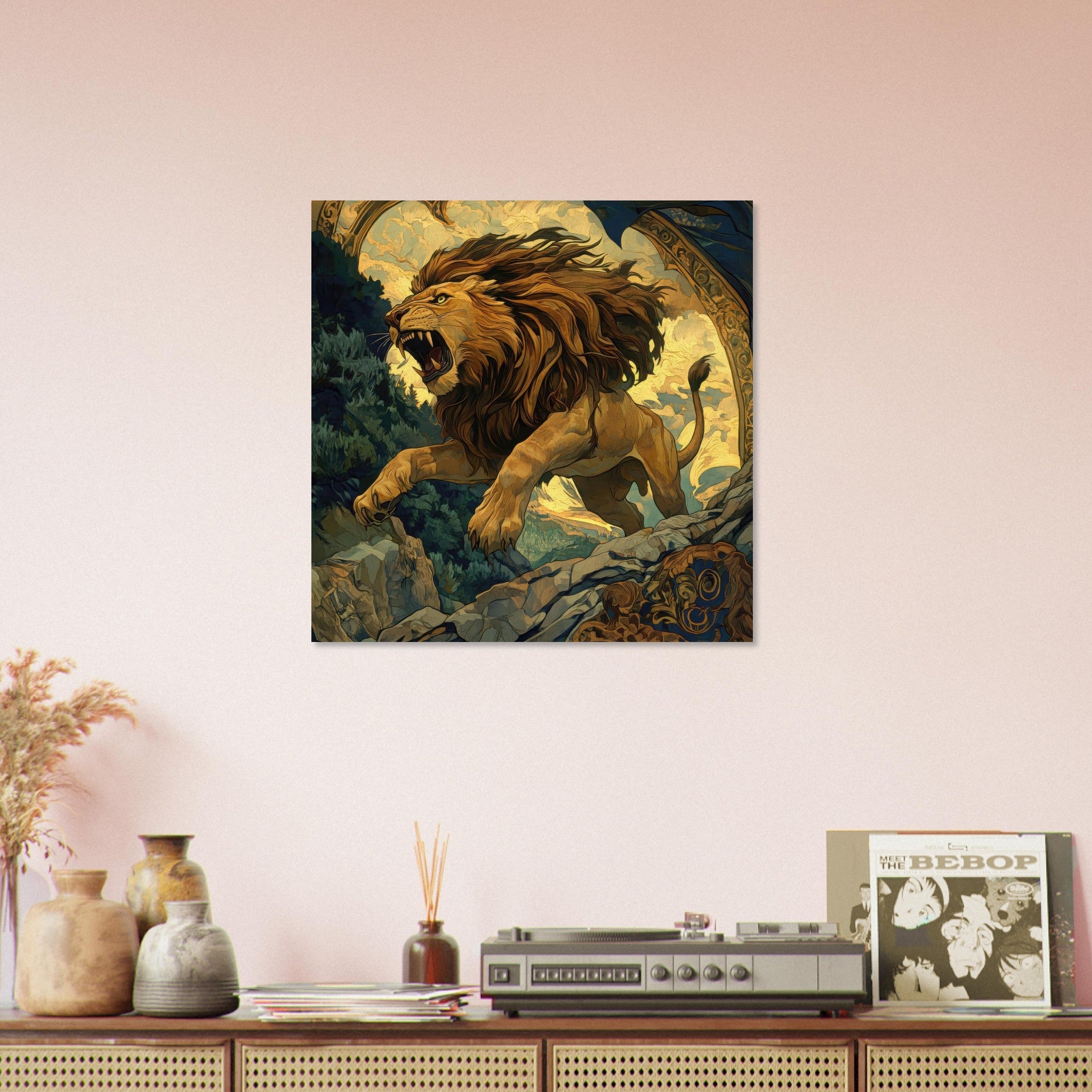 Aluminum Print Square - The Nemean Lion - Shop Ai Art WebShop - Digital Art online Store
